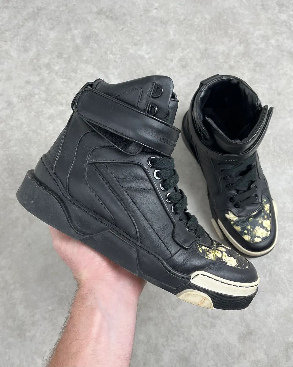 Givenchy SS2015 Givenchy Tyson Black Floral High Leather Sneakers by Riccardo Tisci Size US 8 / EU 41 - 1 Thumbnail