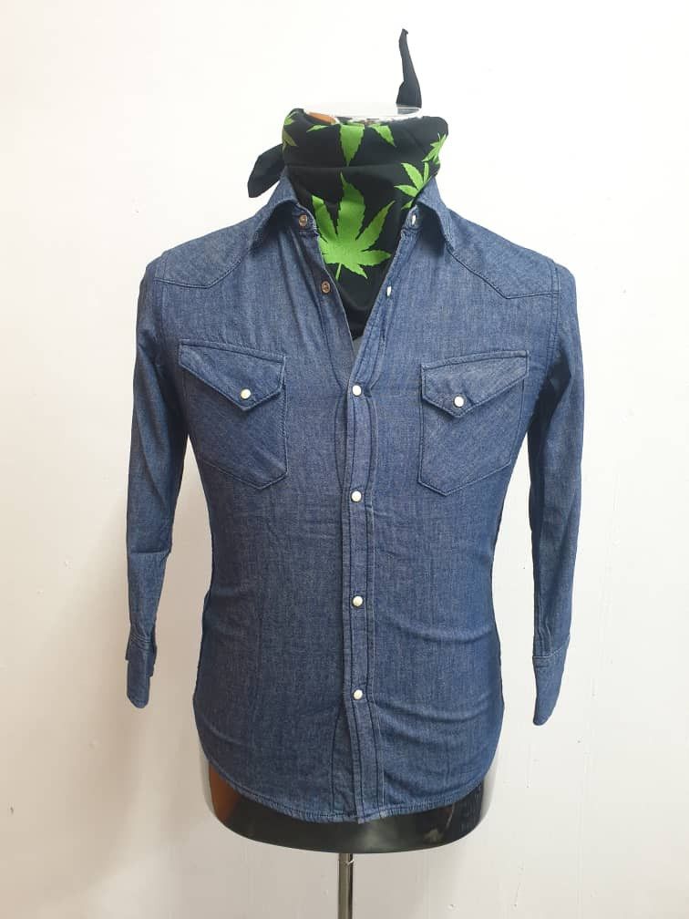 Japanese Brand Nano universe blue japan band 3 quater western chambray Size US S / EU 44-46 / 1 - 9 Thumbnail