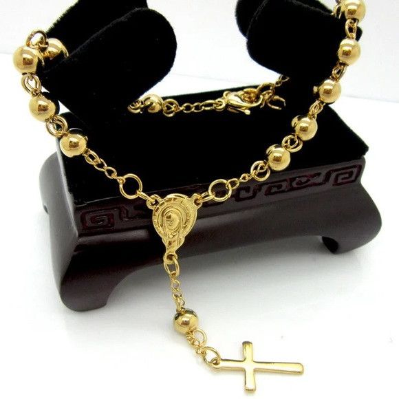 Other Stainless Steel Cross Pendant Bead Bracelet Size ONE SIZE - 5 Thumbnail