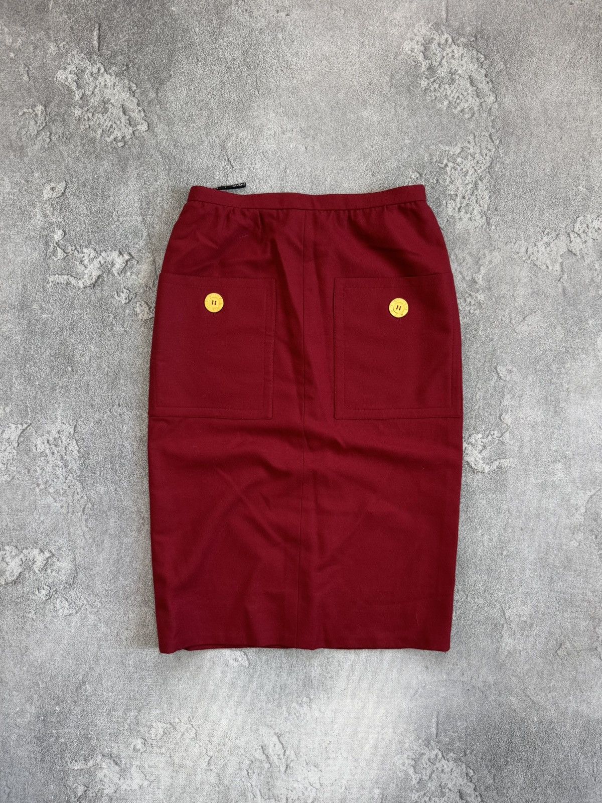 Givenchy Vintage Givenchy Life Paris Red Wool Midi Skirt Back Zip Size 28" / US 6 / IT 42 - 1 Thumbnail