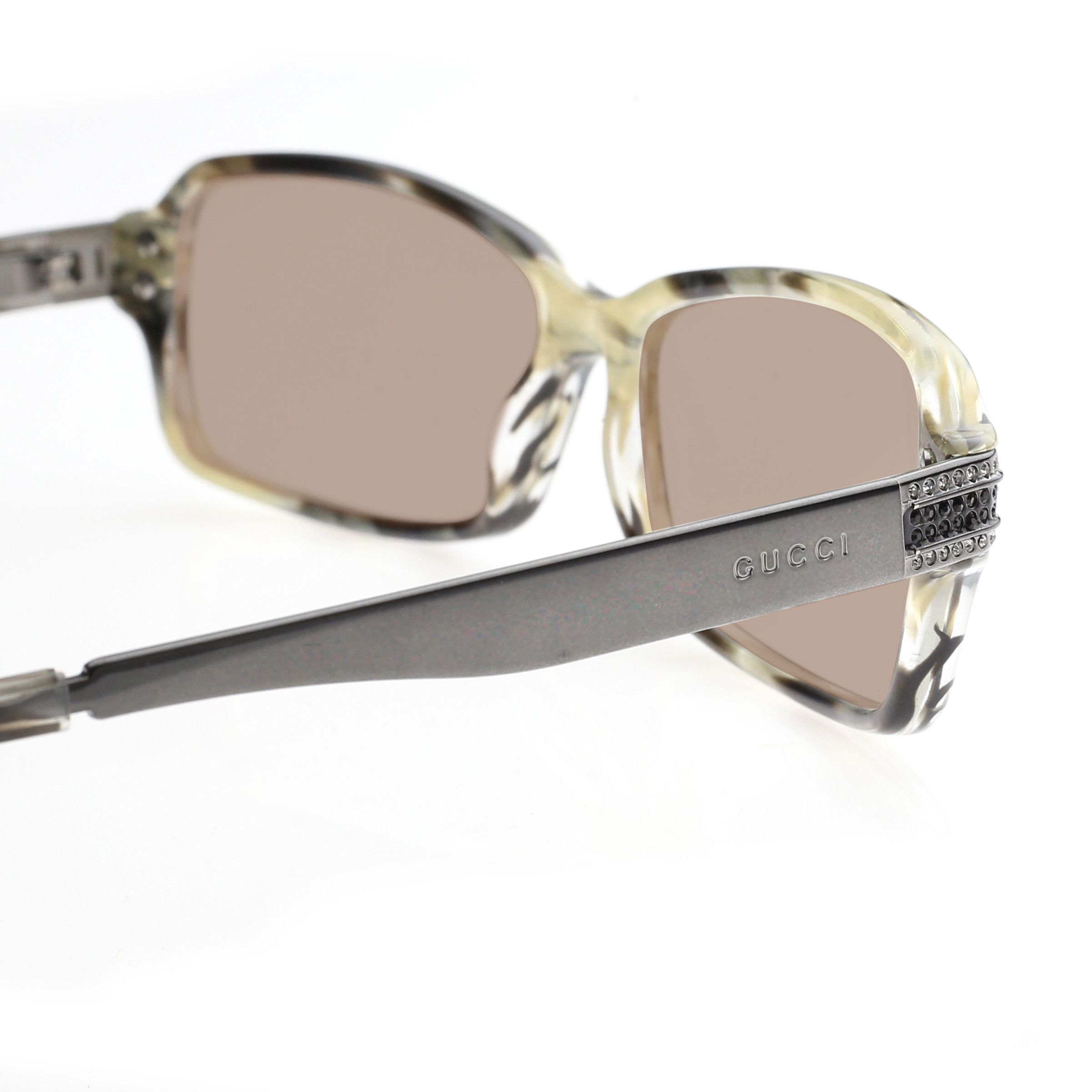 Gucci Gucci '00s Green Crystals Rectangular Frame Sunglasses Size ONE SIZE - 2 Thumbnail