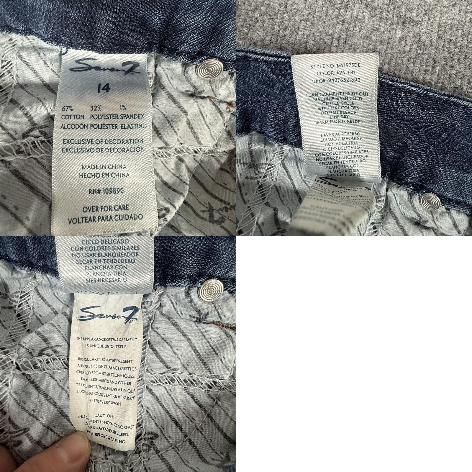 Vintage VINTAGE? No. Seven7 Jeans Womens 14 Blue Stretch Denim Skinny Mid Rise Avalon Classic Size 36" / US 14 / IT 50 - 9 Thumbnail