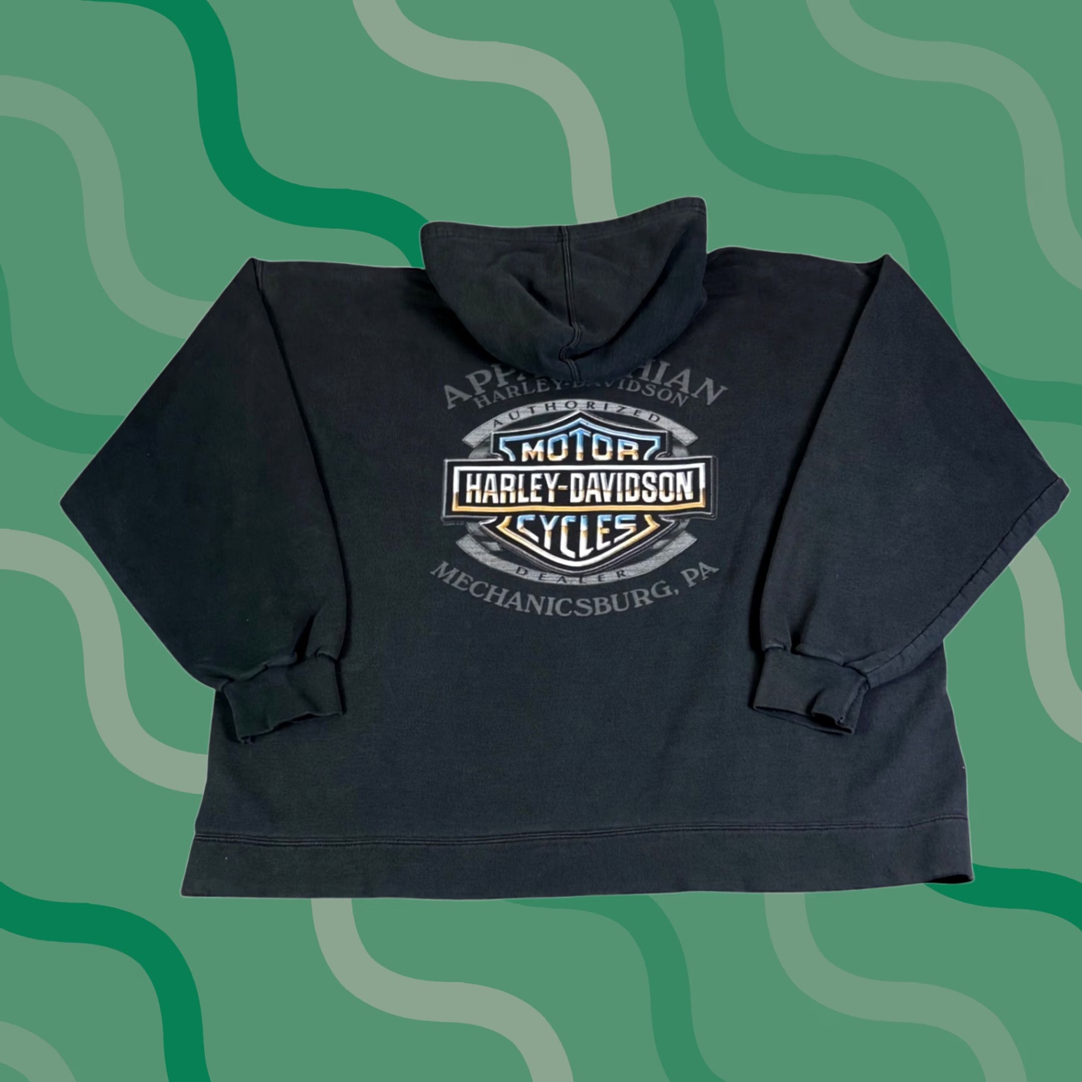 Harley Davidson VINTAGE Harley-Davidson Hoodie Appalachian Mechanicsburg PA Black Pullover Sweatshirt Size US XXL / EU 58 / 5 - 1 Thumbnail