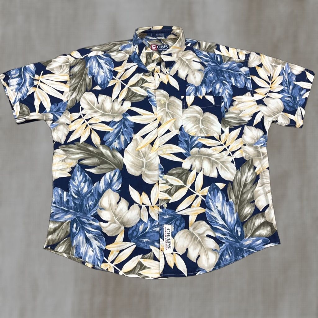 Chaps VINTAGE Chaps Shirt Men XL Blue Floral Hawaiian Button Up 90s Beach Size US XL / EU 56 / 4 - 1 Thumbnail