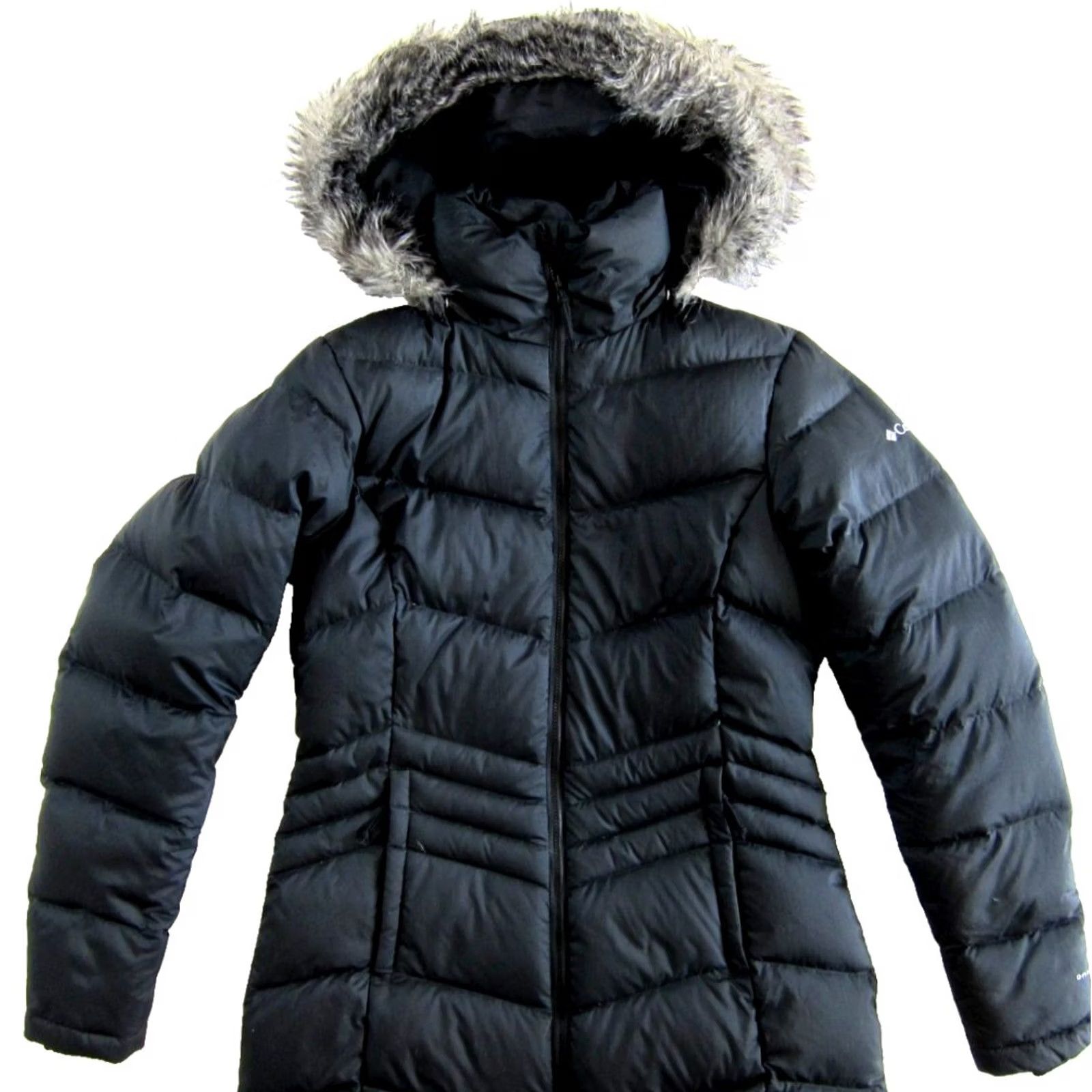 Vintage Columbia Parka Coat Women XS Down Hooded Faux Fur Black 650 Omni-Heat Lightweight Long Coat Size XS / US 0-2 / IT 36-38 - 5 Thumbnail