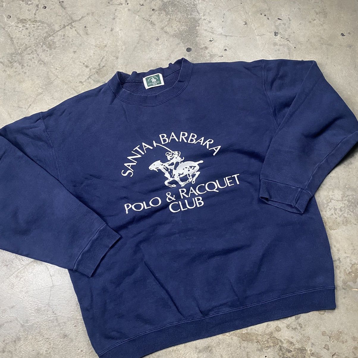 Designer × Vintage 90s Polo Santa Barbara Big Logo Boxy Crewneck Size US L / EU 52-54 / 3 - 3 Thumbnail