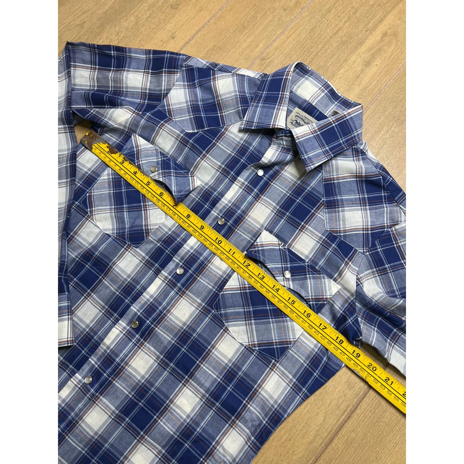 Levi's Vintage Levi’s Western Plaid Pearl Snap Shirt Blue Mens S Size US S / EU 44-46 / 1 - 8 Thumbnail