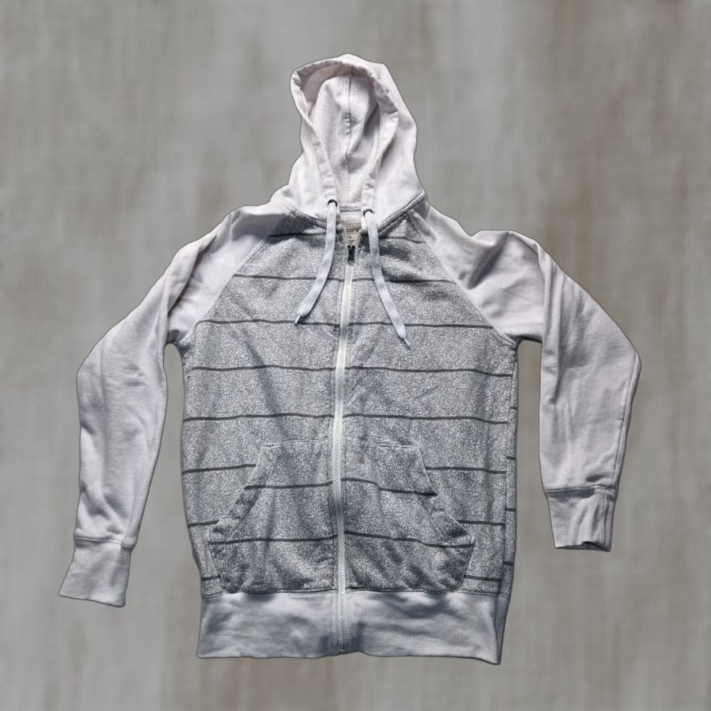 Vintage NO BOUNDARIES Plaid Hoodie Sweater Full Zip Adult Women S Small White Activewear Size S / US 4 / IT 40 - 1 Thumbnail