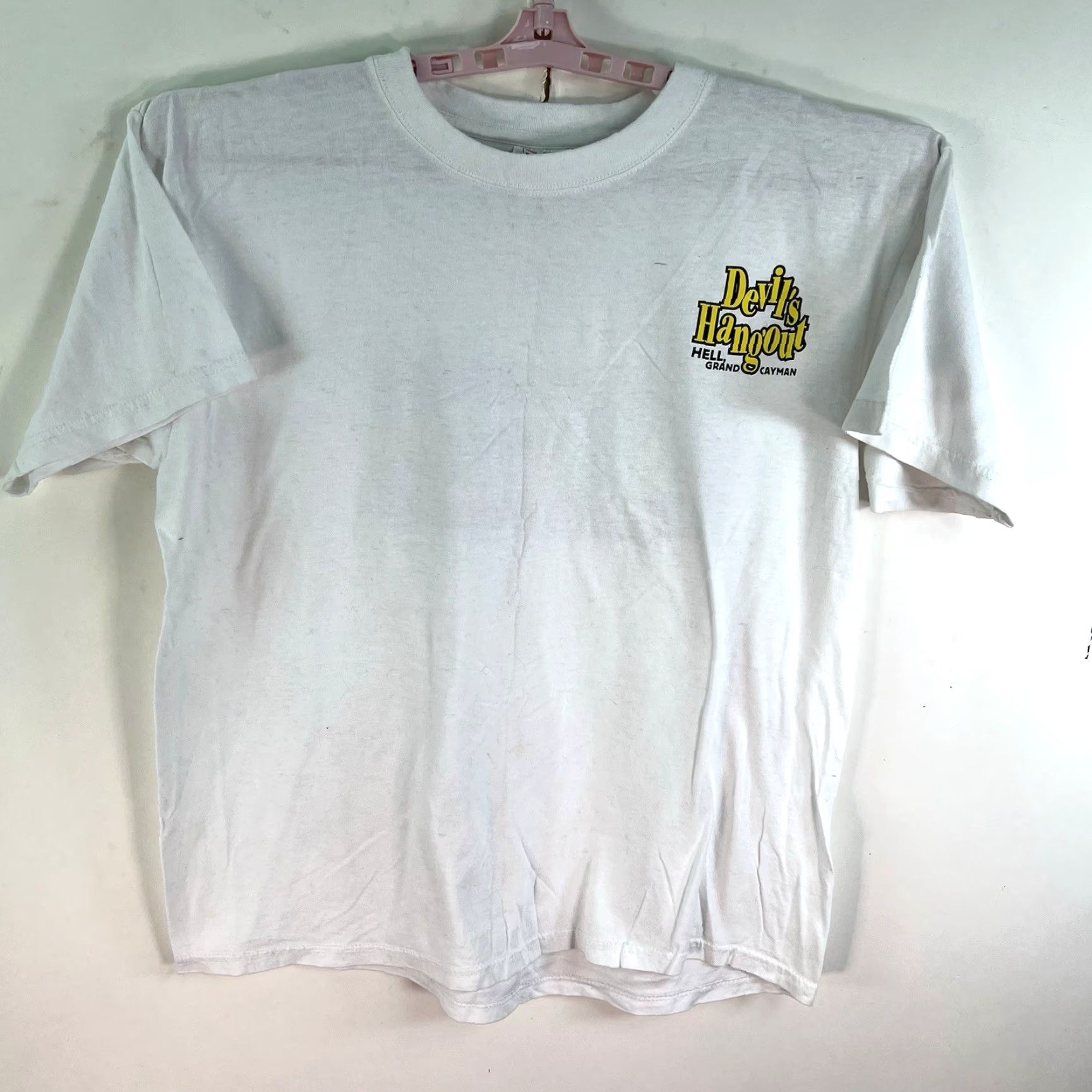 Vintage Tropic Plus Devils Hangout T-Shirt Mens 3XL White Graphic Print 90s Beach Size US XXL / EU 58 / 5 - 2 Thumbnail