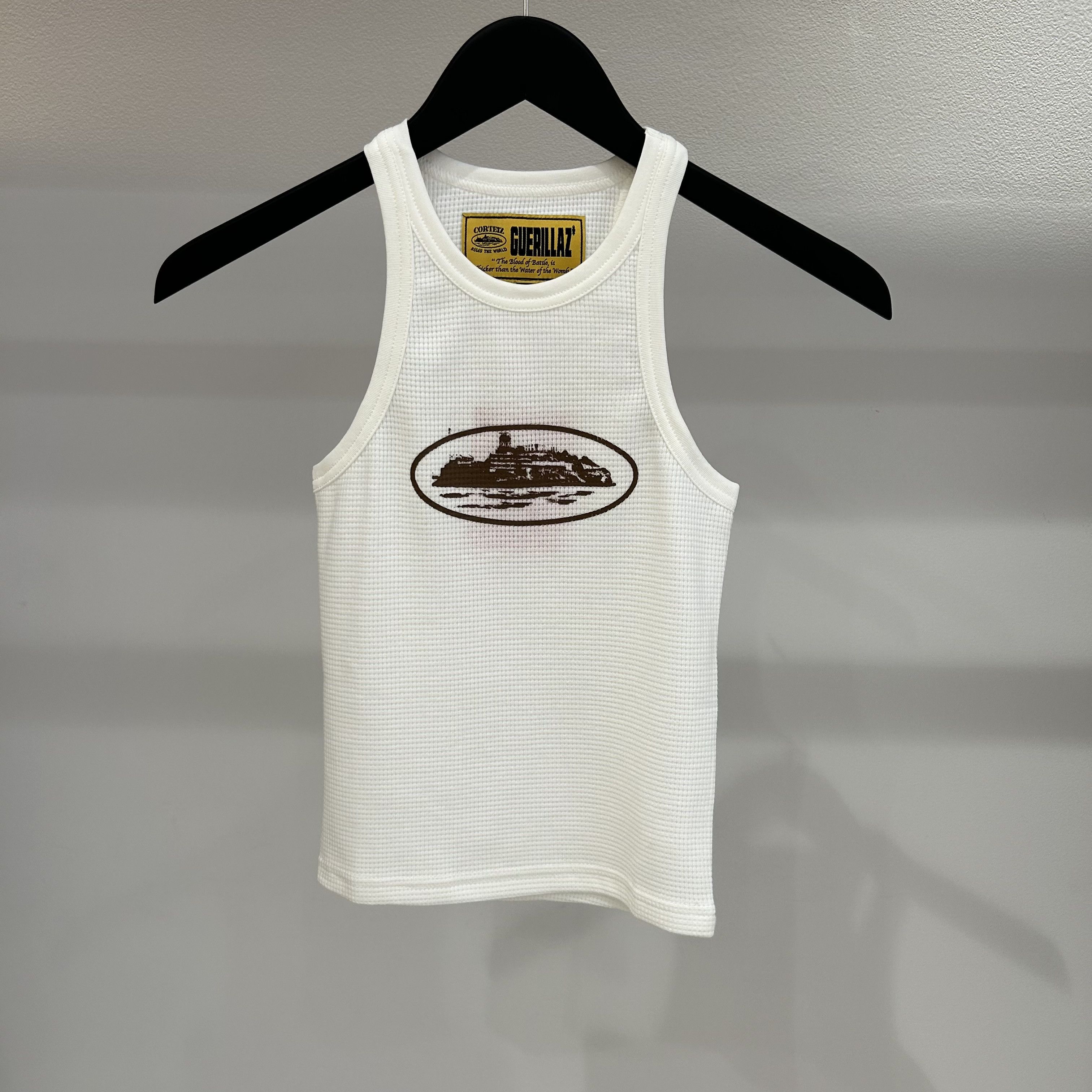 image of Corteiz Alcatraz Tank Top (Women's) White / Brown in White/Brown (Size Small)