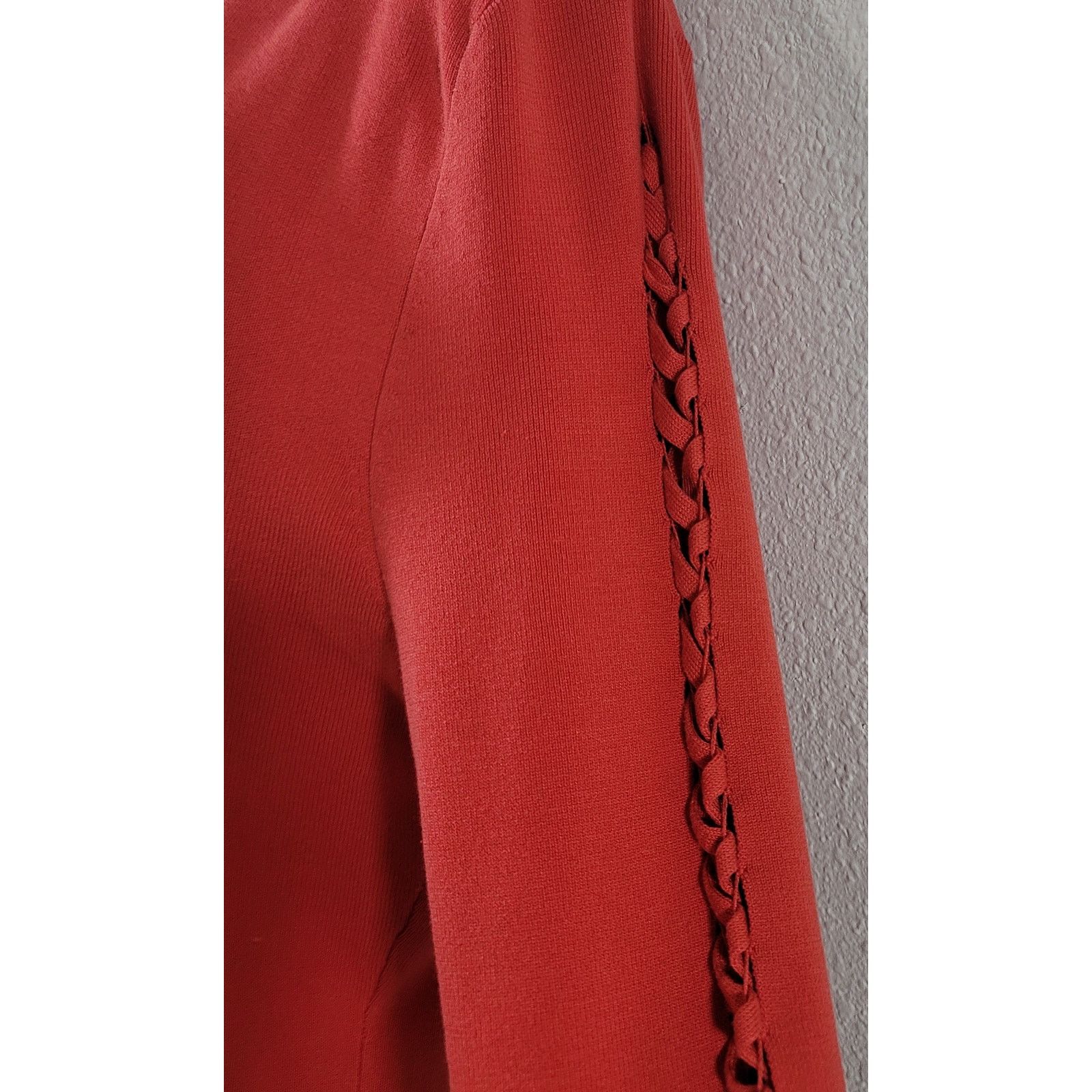 Other Cyrus Orange Braided Sleeves V Neck Ribbed Sweater Top Large Size L / US 10 / IT 46 - 7 Thumbnail