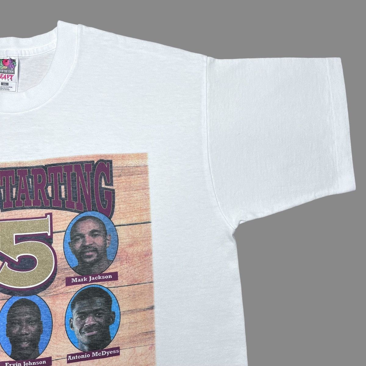 NBA × Vintage Vintage 90s NBA Denver Nuggets The Starting 5 Basketball Tee Size US XL / EU 56 / 4 - 4 Thumbnail