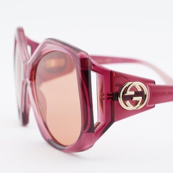 Gucci Gucci GG0875S 003 Sunglasses Burgundy Square Frame, Orange Size ONE SIZE - 8 Thumbnail