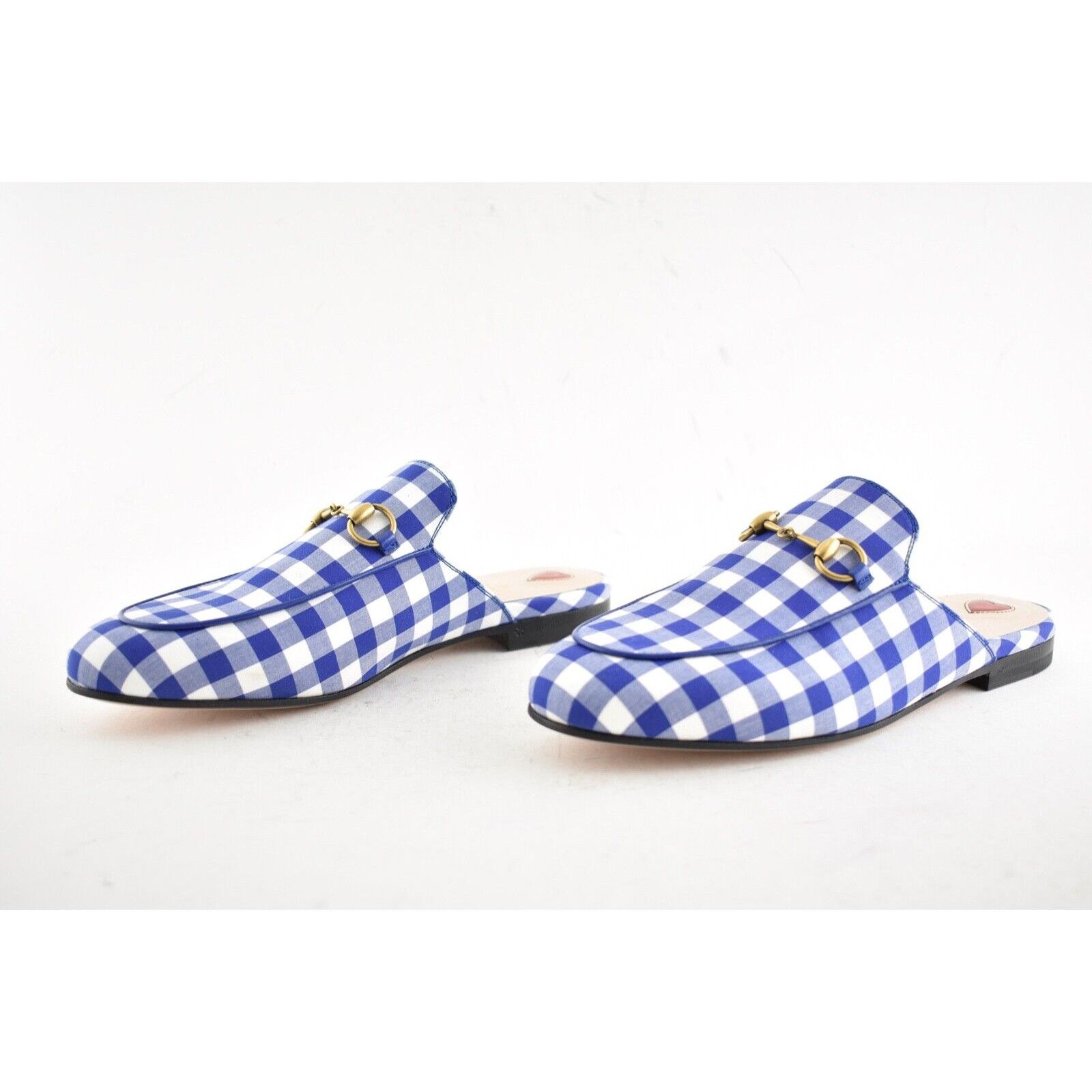 Gucci Gucci Princetown Blue White Plaid Check Slide Loafer Mule Size US 6 / IT 36 - 10 Thumbnail