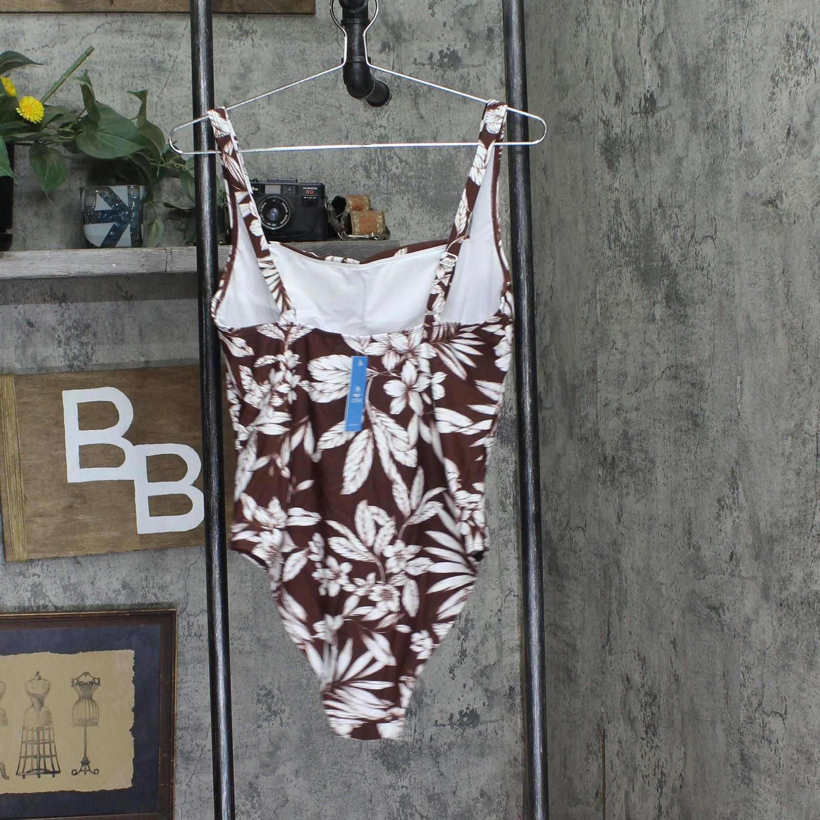 Other Nwt Cupshe Floral Square Neck One Piece Swimsuit Brown L Size ONE SIZE - 2 Thumbnail