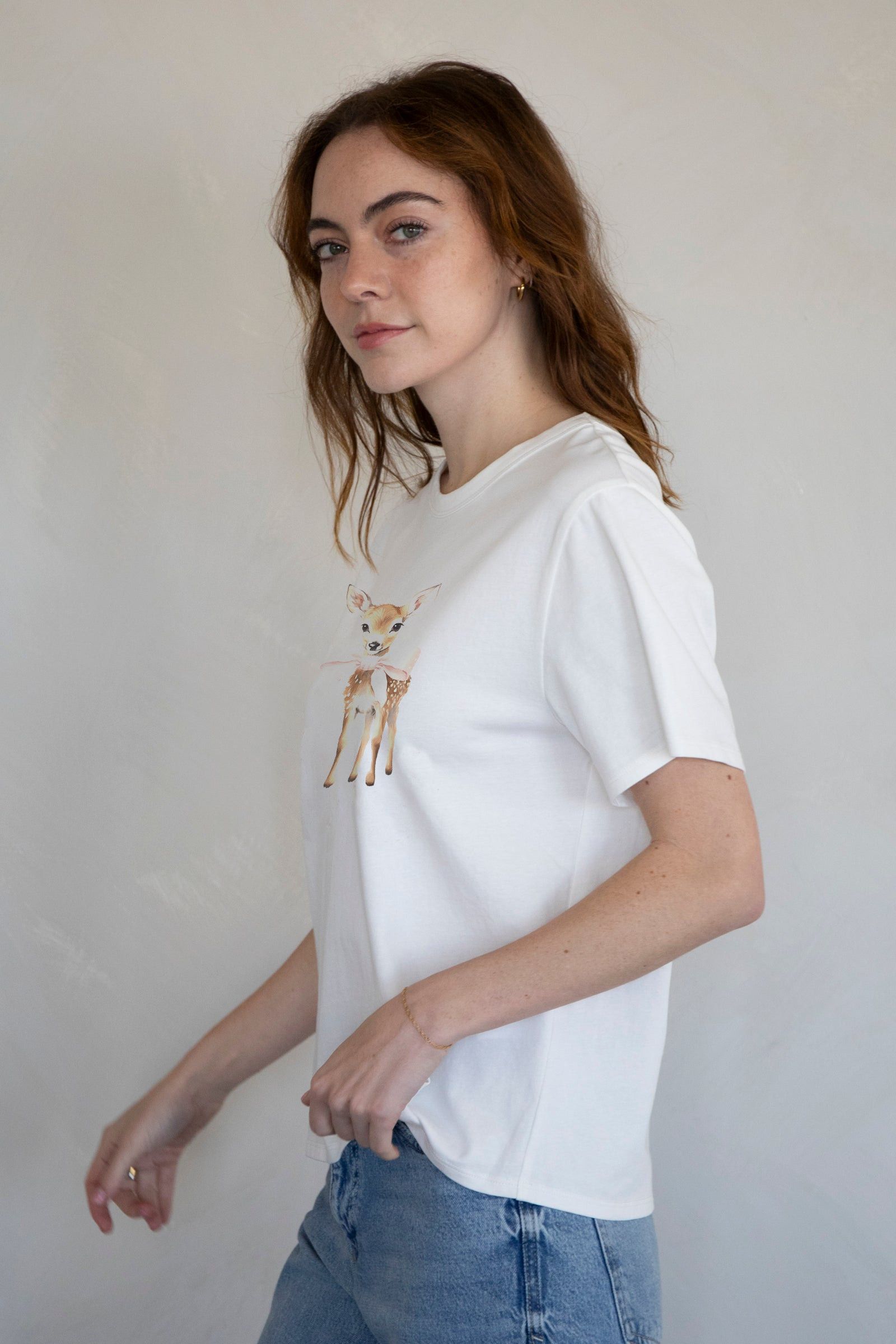 Designer × Vintage Fawn Tee – Vintage-Inspired Deer Graphic T-Shirt Size L / US 10 / IT 46 - 3 Thumbnail