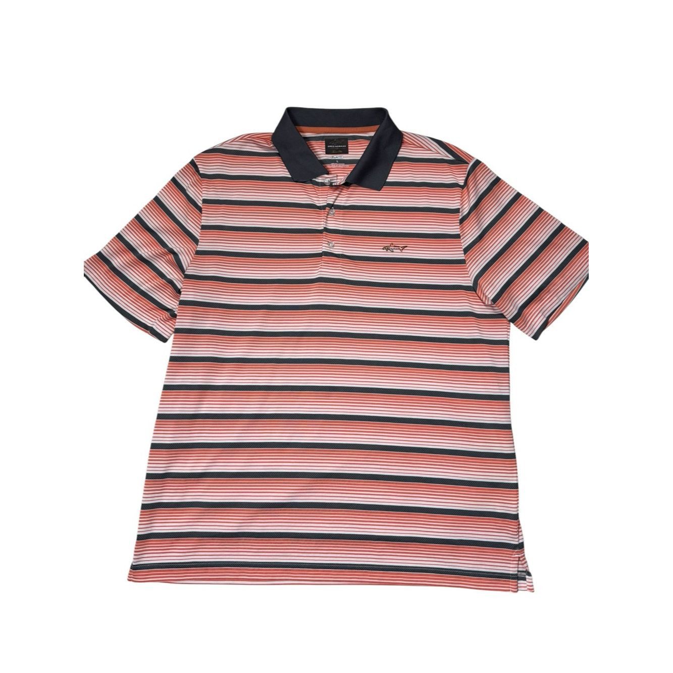 Greg Norman Greg Norman For Tasso Elba Orange Dark Grey Striped Polo Sh Size US L / EU 52-54 / 3 - 2 Thumbnail