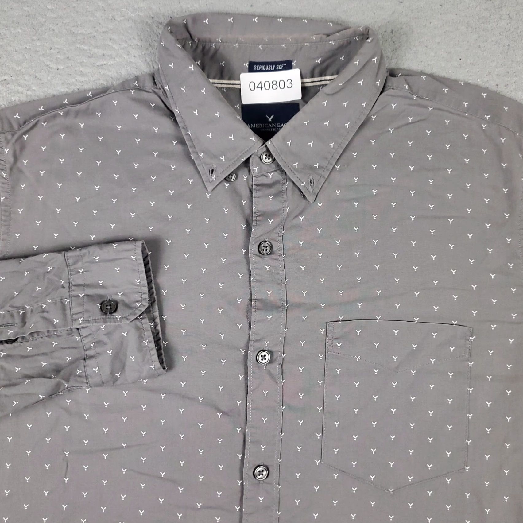 American Eagle Outfitters American Eagle Shirt Mens Large Gray Casual Button Up Long Sleeve Size US L / EU 52-54 / 3 - 2 Thumbnail