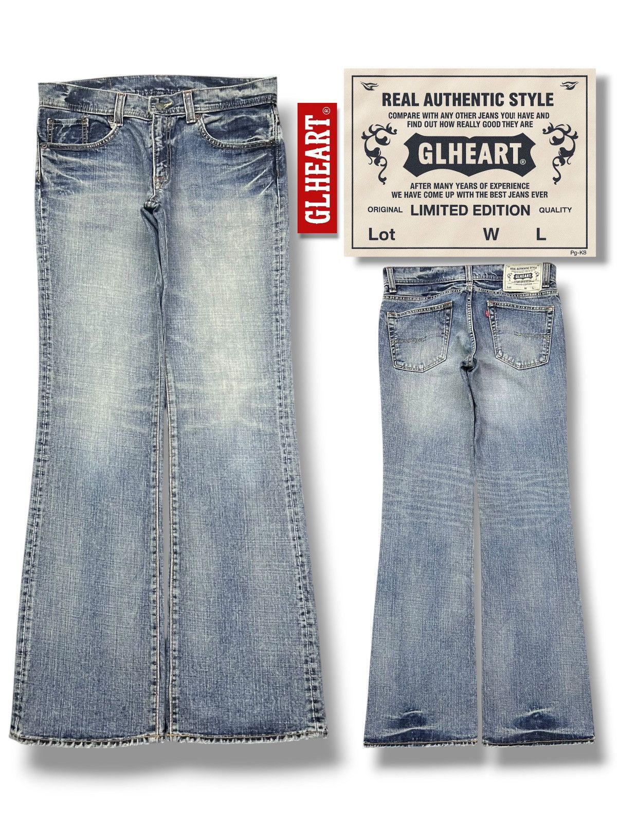 Japanese Brand Bootcut Vintage GL Heart Japan - Faded Wash,Distressed Denim Size US 34 / EU 50 - 1 Thumbnail