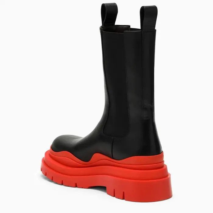 Bottega Veneta o1bcso1str0425 Tire Chelsea Boots in Black & Red Size US 9.5 / IT 39.5 - 4 Thumbnail