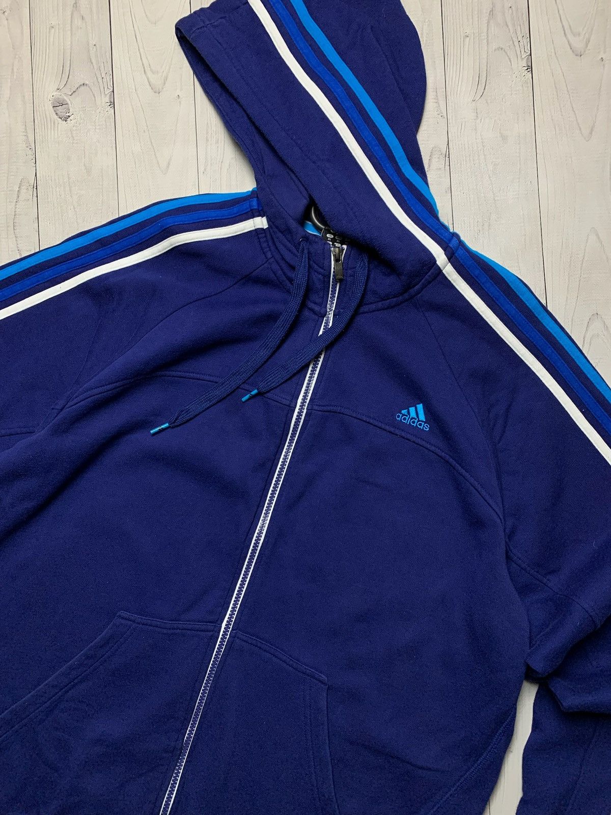 Adidas × Vintage Vintage adidas essentials performance zip hoodie stripes XL Size US XL / EU 56 / 4 - 2 Thumbnail