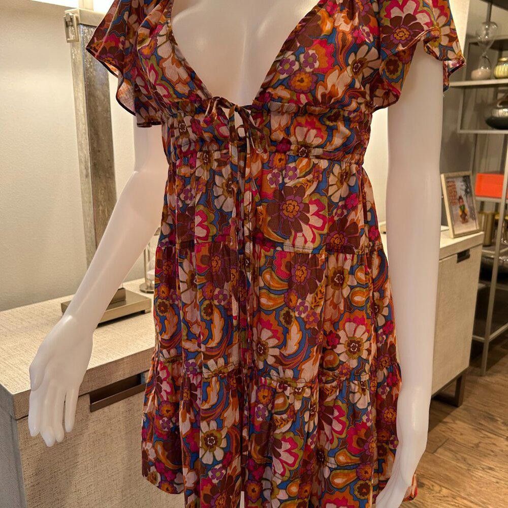 Designer Olivaceous Royal Blue Multi Babydoll dress Size L / US 10 / IT 46 - 2 Thumbnail
