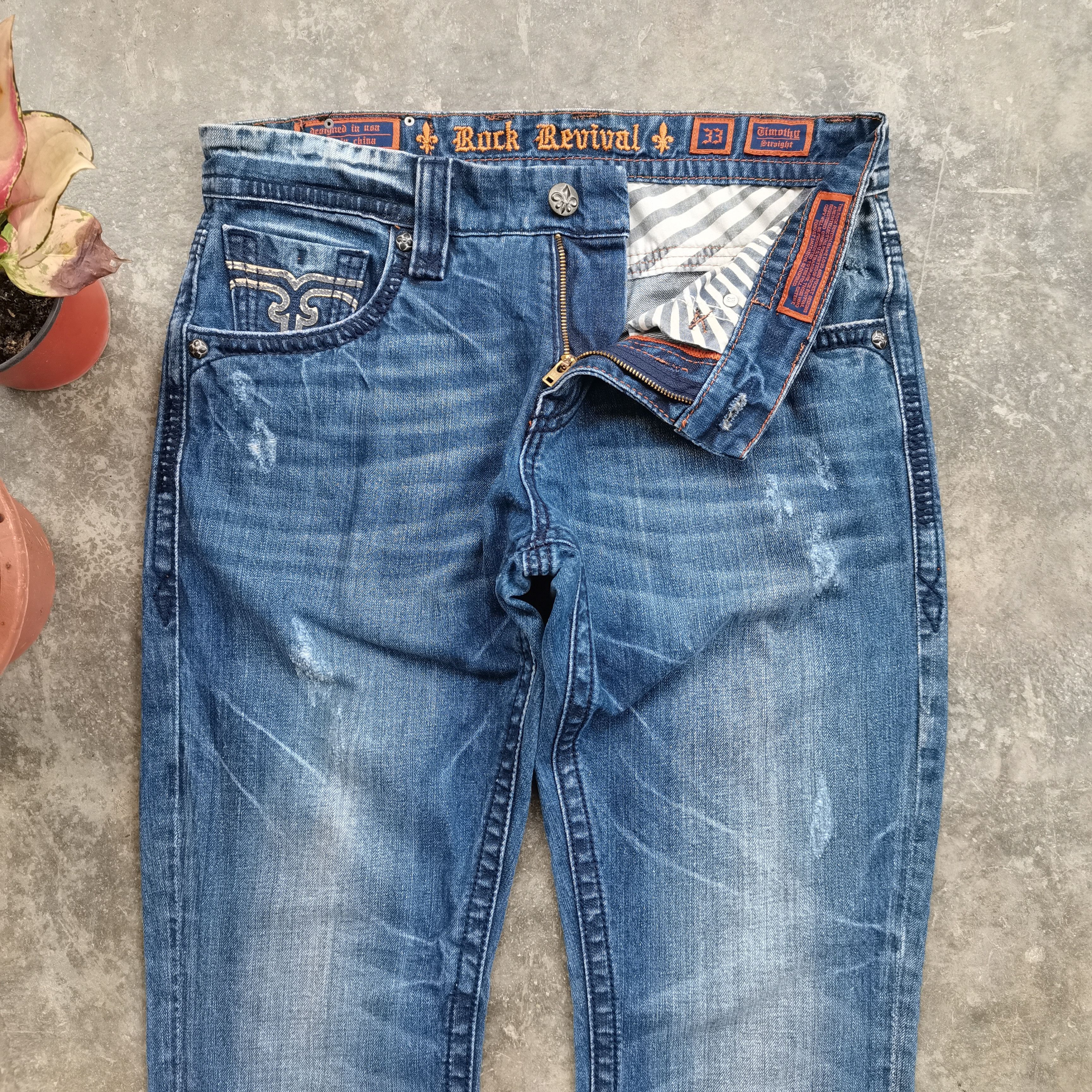 Rock Revival Vintage ROCK REVIVAL Timothy Straight Cyberpunk Skater Jeans Size US 33 - 2 Thumbnail