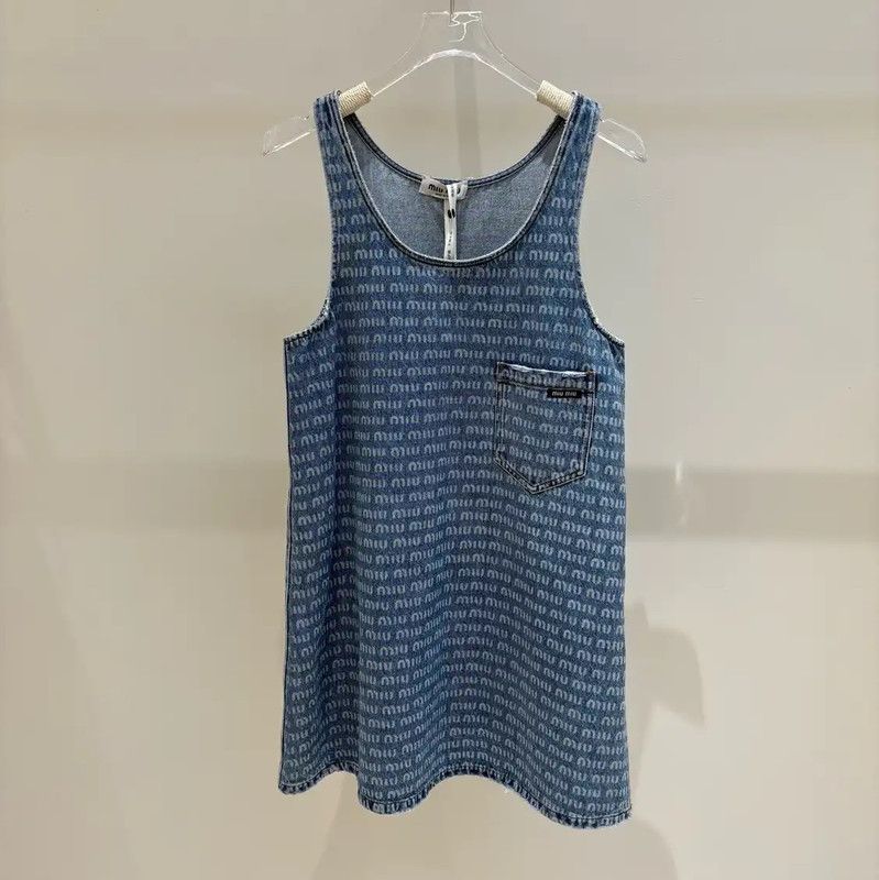 Miu Miu Miu Miu Blue Denim Sleeveless Dress 0089 Size M / US 6-8 / IT 42-44 - 1 Thumbnail