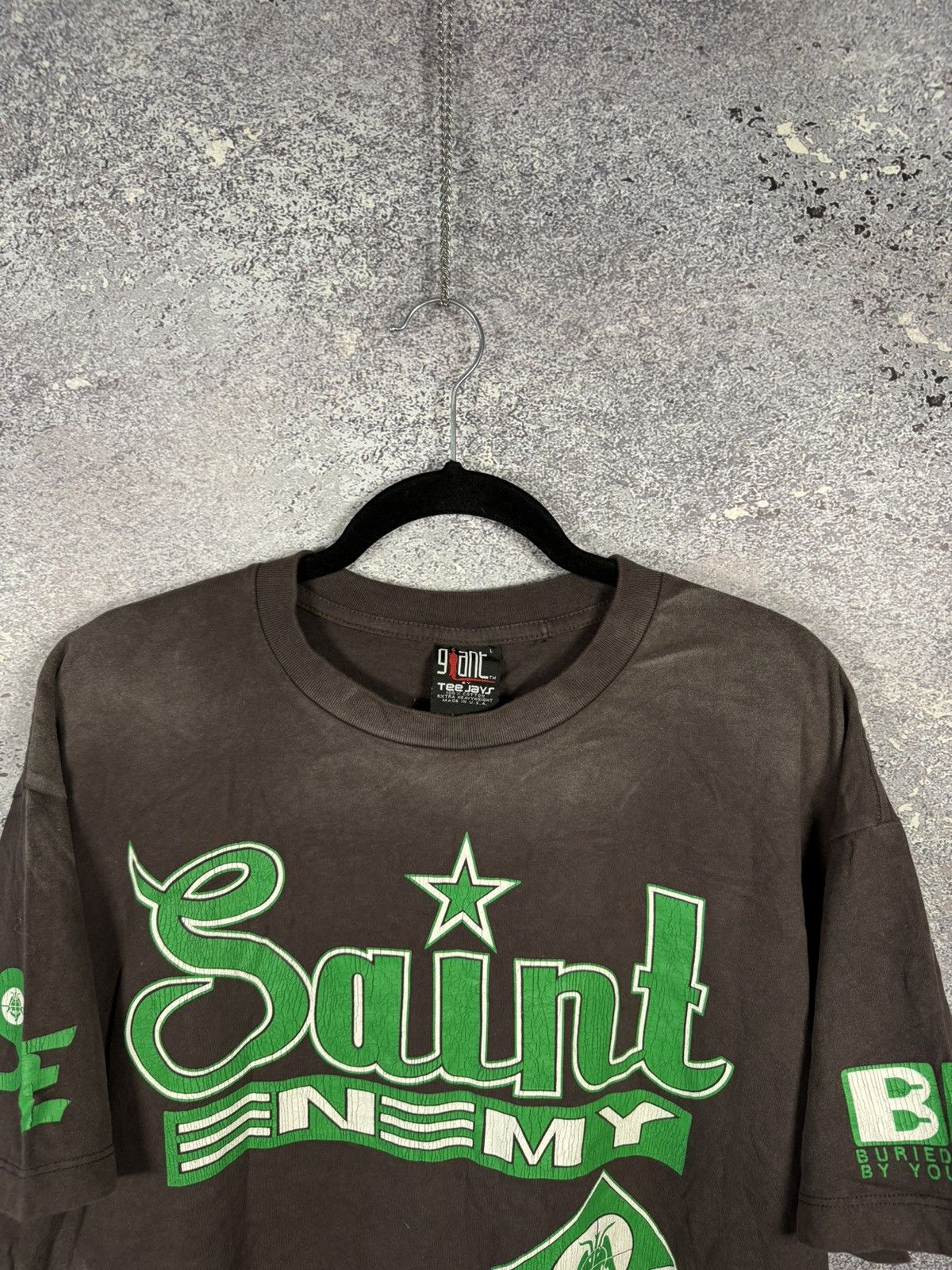 Giant × Vintage Saint Mxxxxxx Saint Enemy Tee Black Green Men's Large Size US L / EU 52-54 / 3 - 4 Thumbnail
