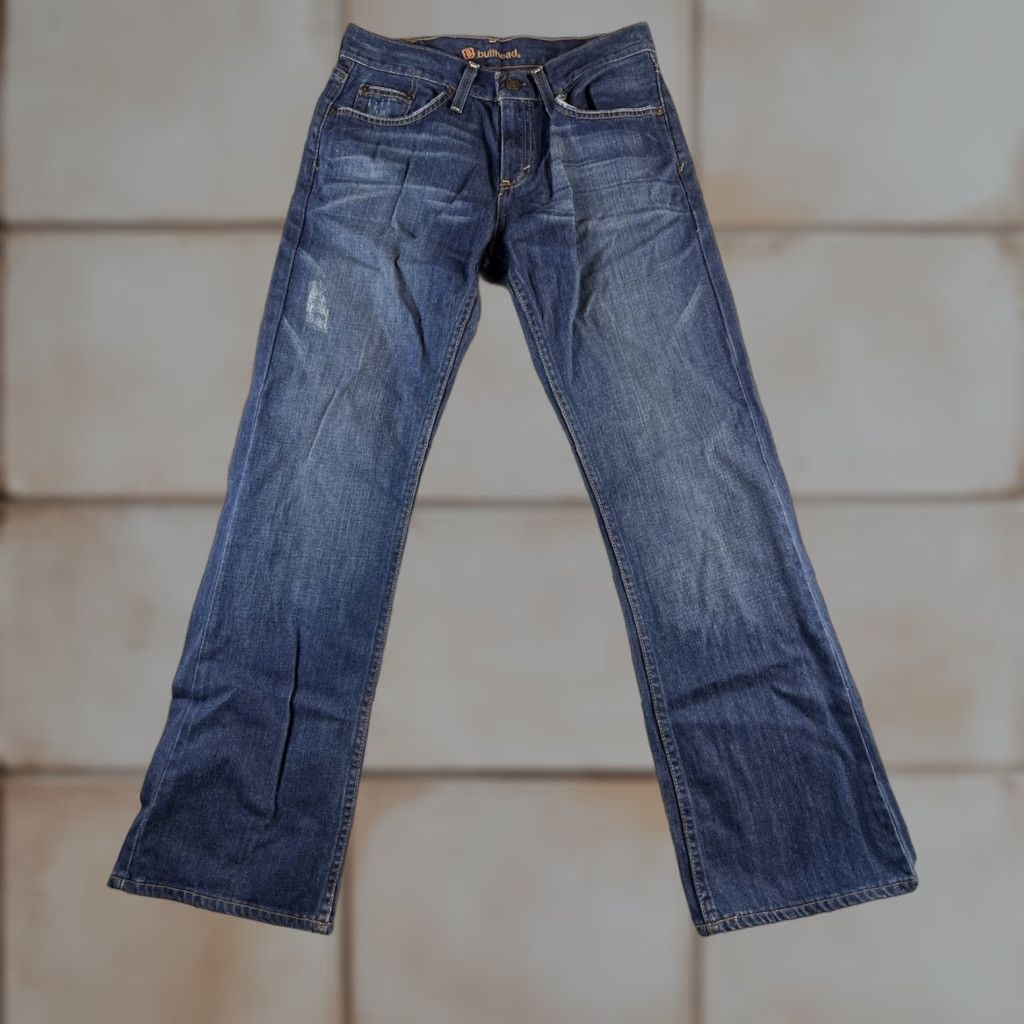 Denime Bullhead Jeans Mens Slim Boot Cut Denim 29x30 Blue 5-Pocket Logo Zipper Button Cowboy Pants Size US 29 - 1 Thumbnail