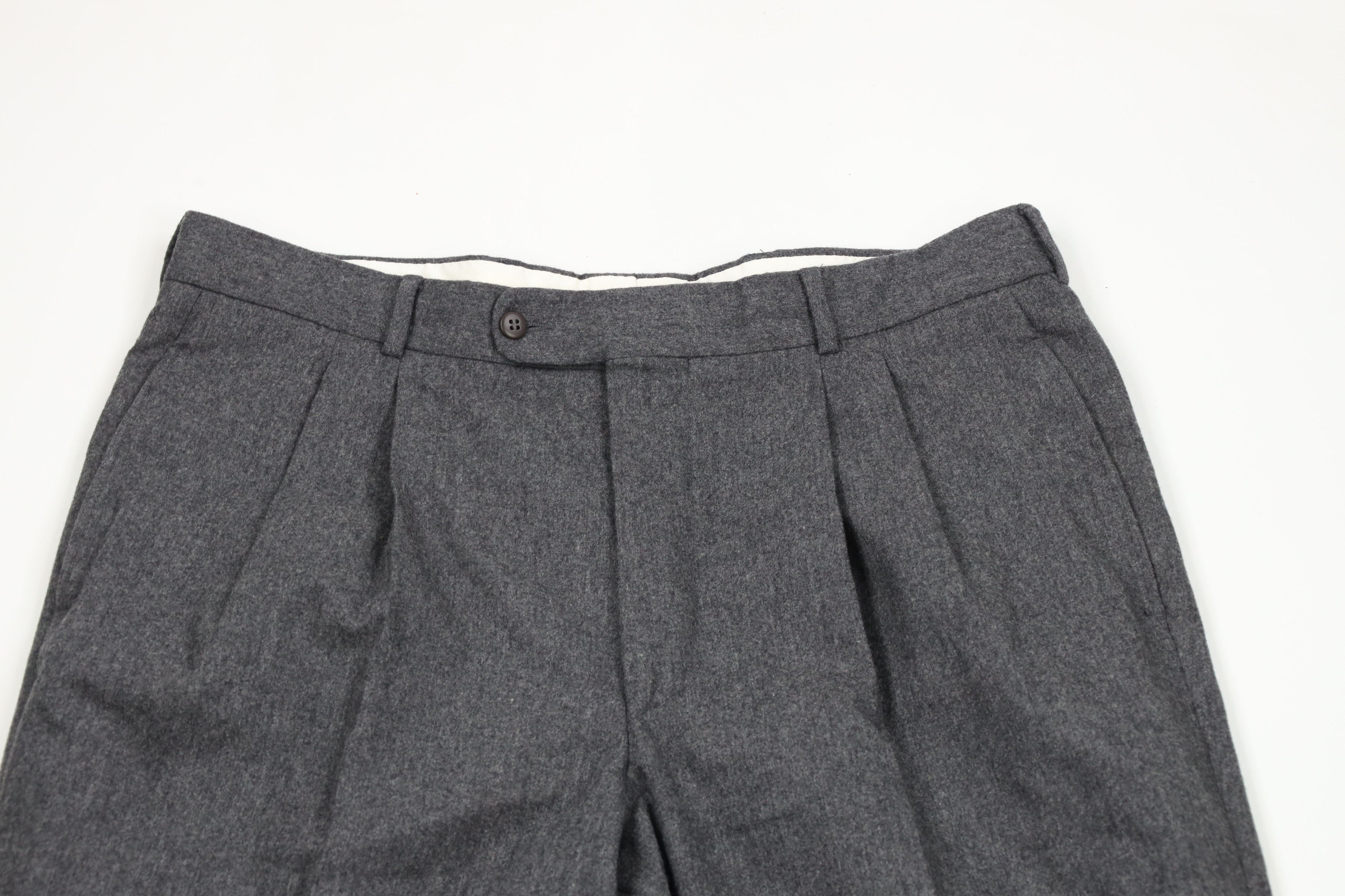 Hugo Boss × Vintage Vintage 80s 90s Hugo Boss Pleated Wide Leg Pants Gray Size US 36 / EU 52 - 2 Thumbnail