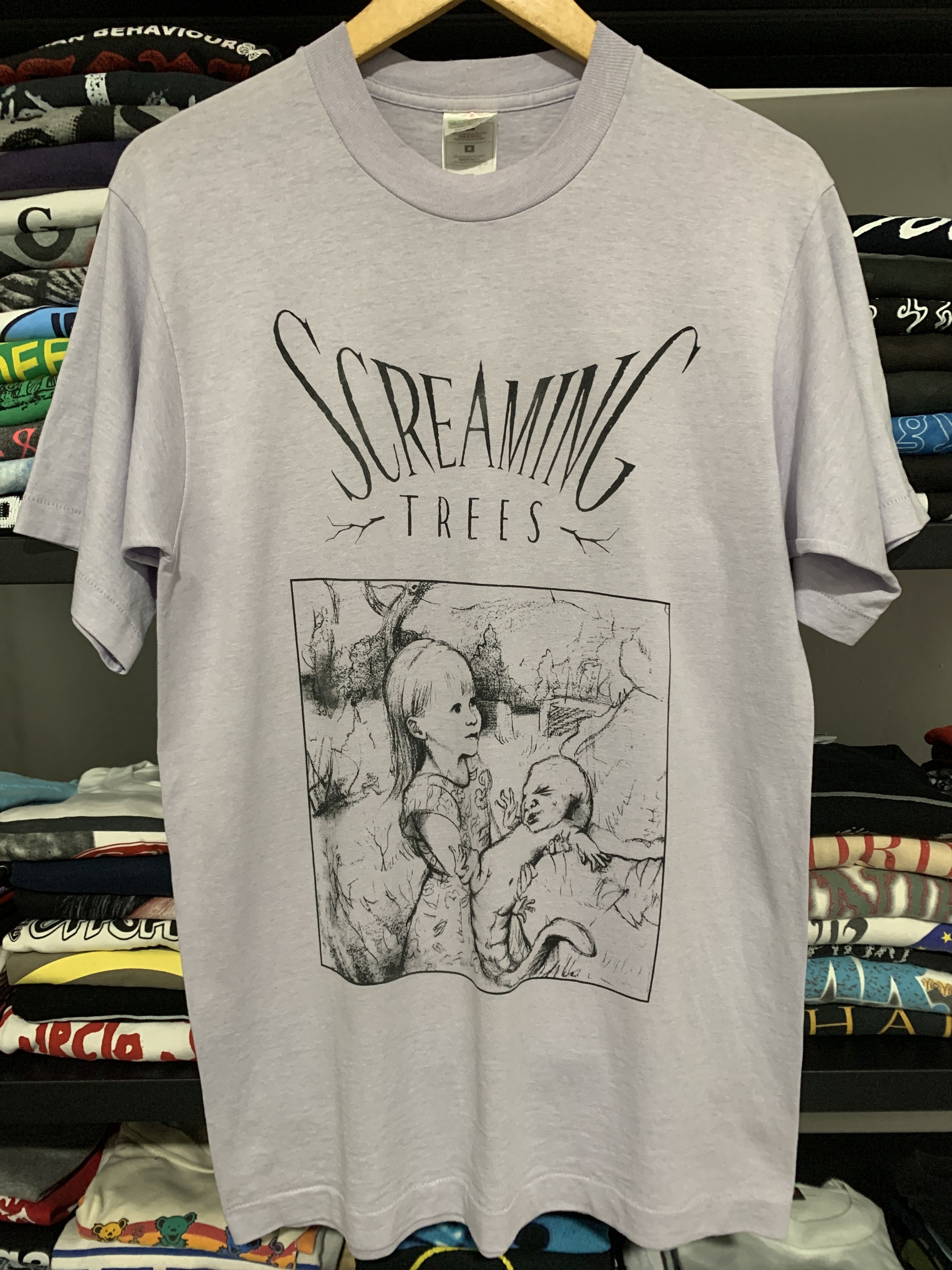 image of Band Tees x Rock T Shirt Screaming Trees Tour Us VTG Single Stitch in Purple White (Size Medium)