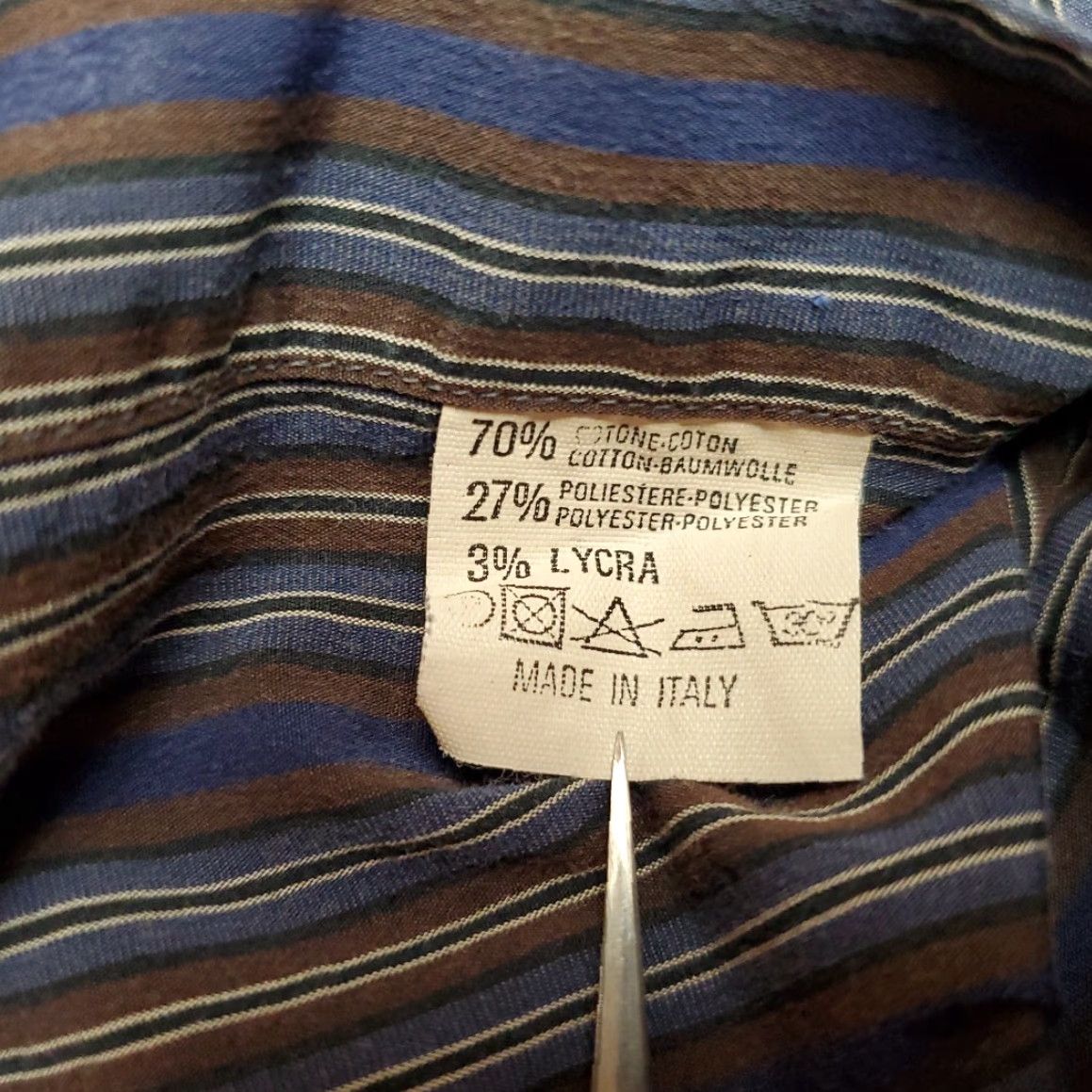 Canali VINTAGE Canali Shirt Mens M Brown Striped Long Sleeve Button Casual Made in Italy Size US M / EU 48-50 / 2 - 6 Thumbnail