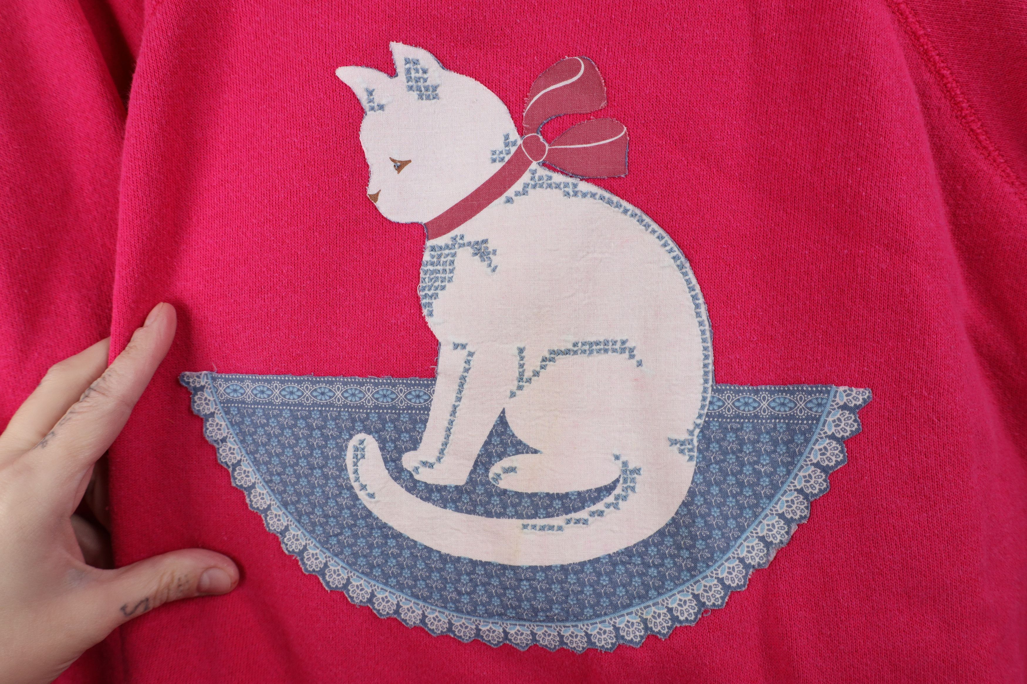Vintage Vintage 90s Streetwear Quilt Patch Cat Kitten Sweatshirt USA Size XL / US 12-14 / IT 48-50 - 4 Thumbnail