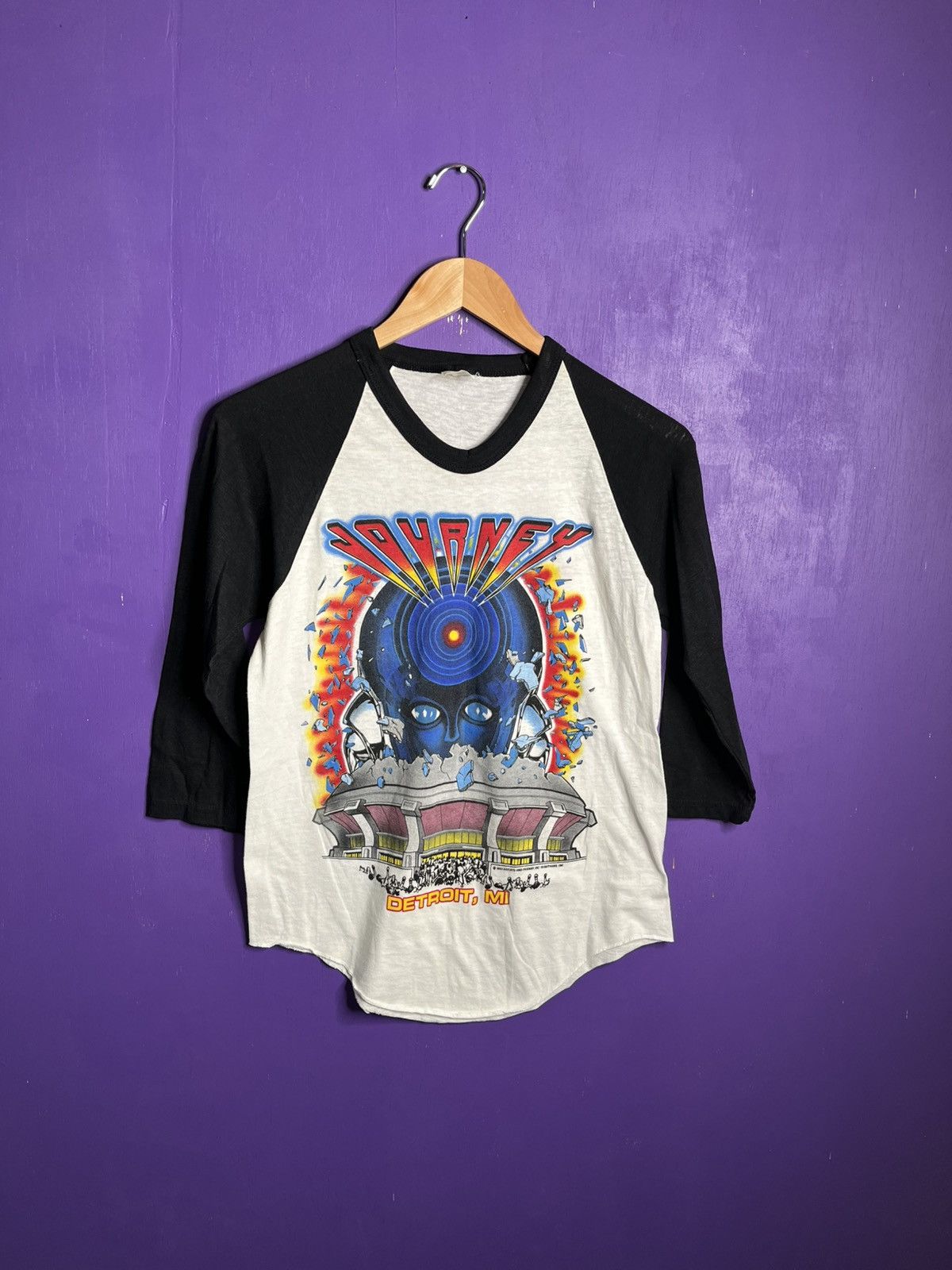 Band Tees × Vintage Vintage 1983 Journey world tour Detroit raglan t-shirt Size US M / EU 48-50 / 2 - 1 Thumbnail