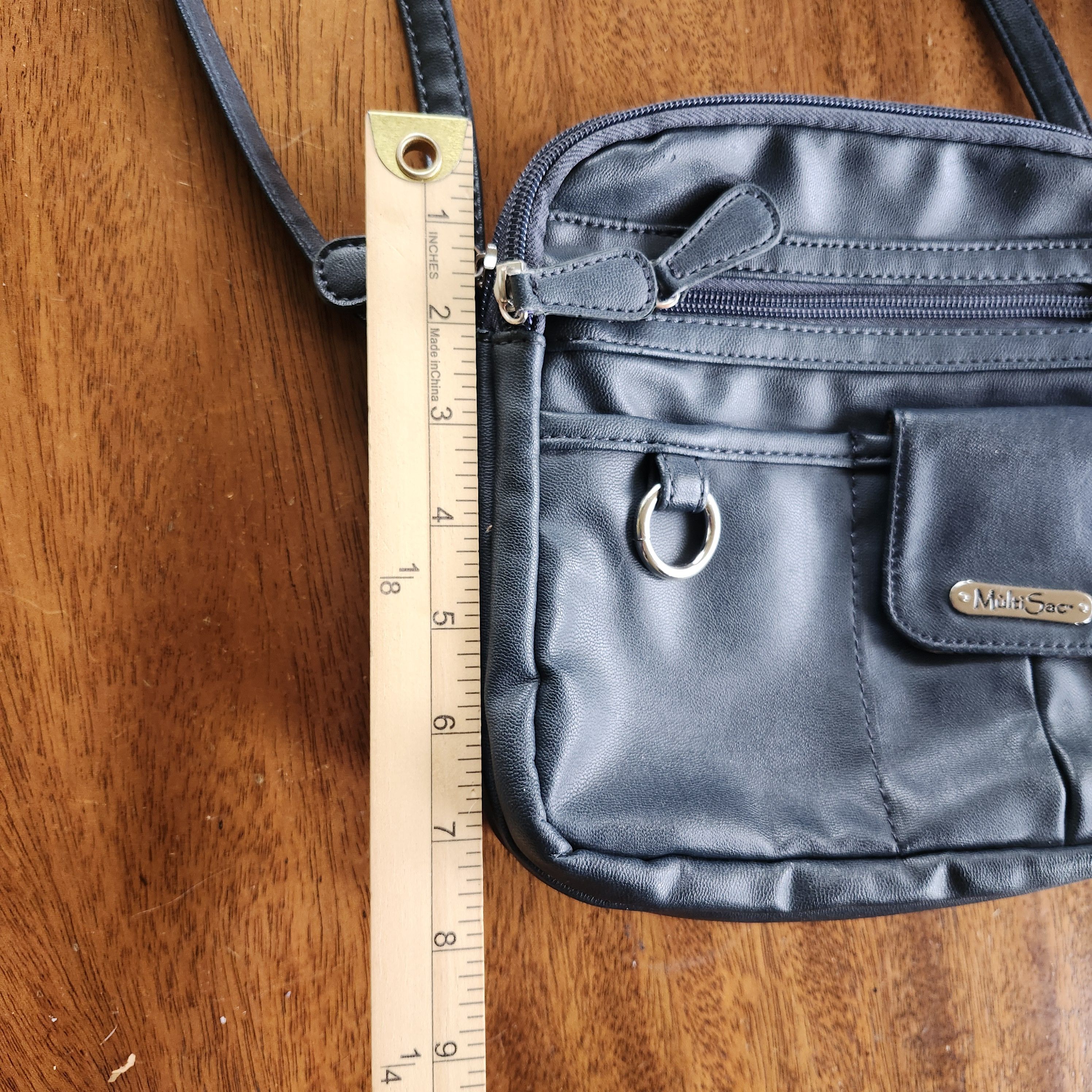 Other MultiSac Black Faux Leather Bag Purse Adj Strap Pockets Size ONE SIZE - 7 Thumbnail