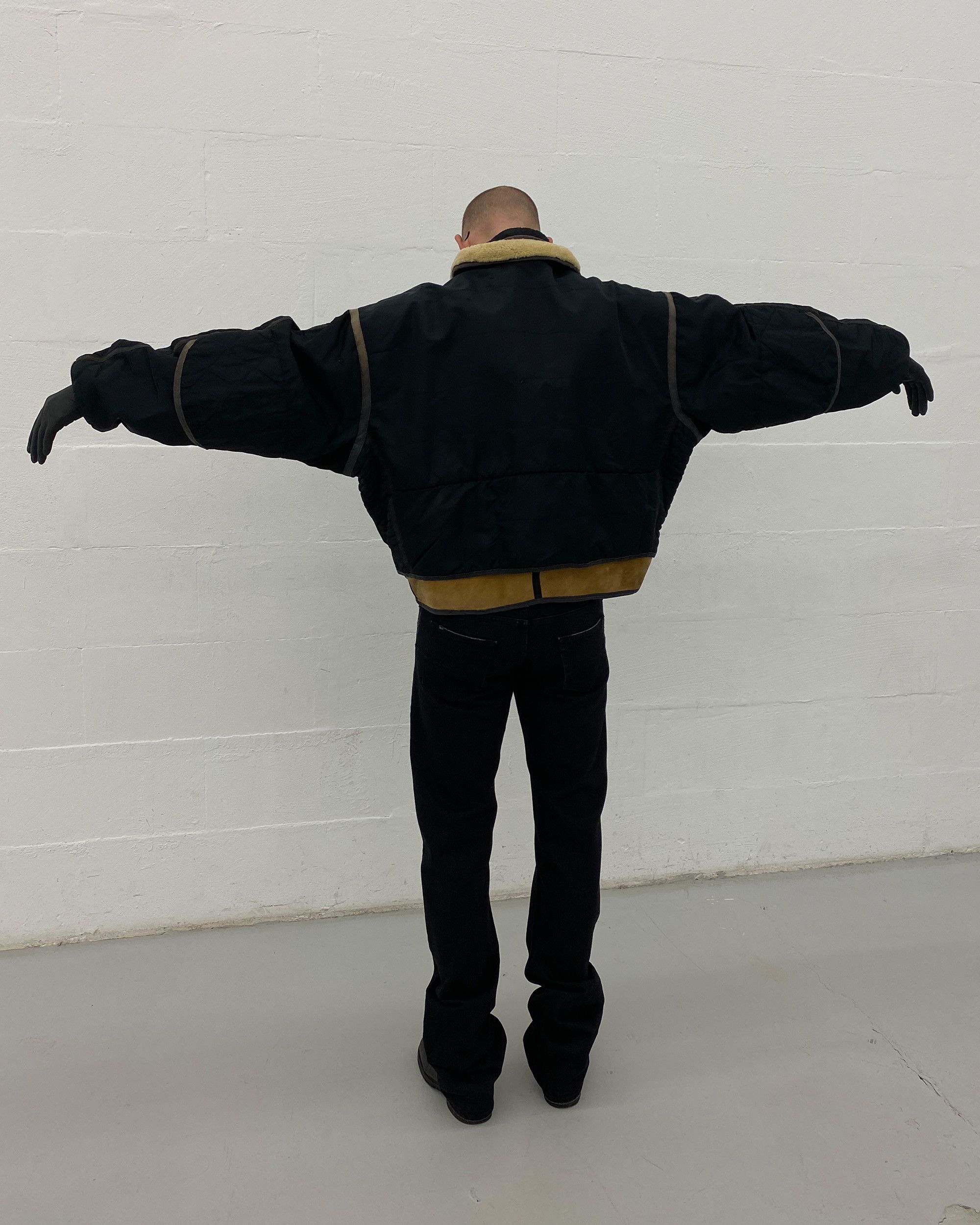 Chevignon 1980s Cosmos Nylon Leather Obersized Flight Jacket Size US XXL / EU 58 / 5 - 1 Thumbnail