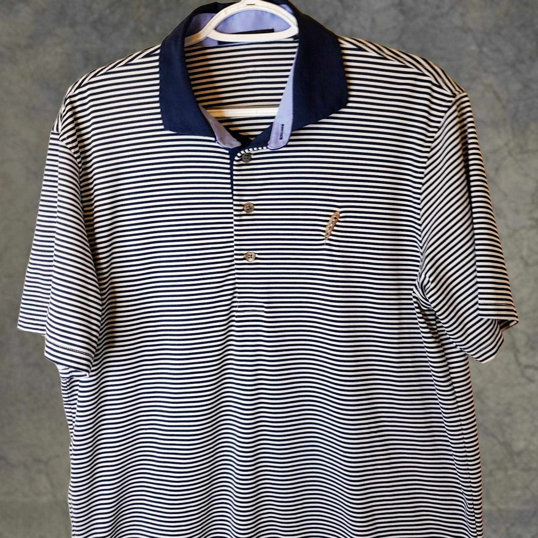 Vintage Greyson Polo Shirt Mens M Blue Stripe Performance Stretch Short Sleeve Golf Shirt Size US M / EU 48-50 / 2 - 1 Thumbnail
