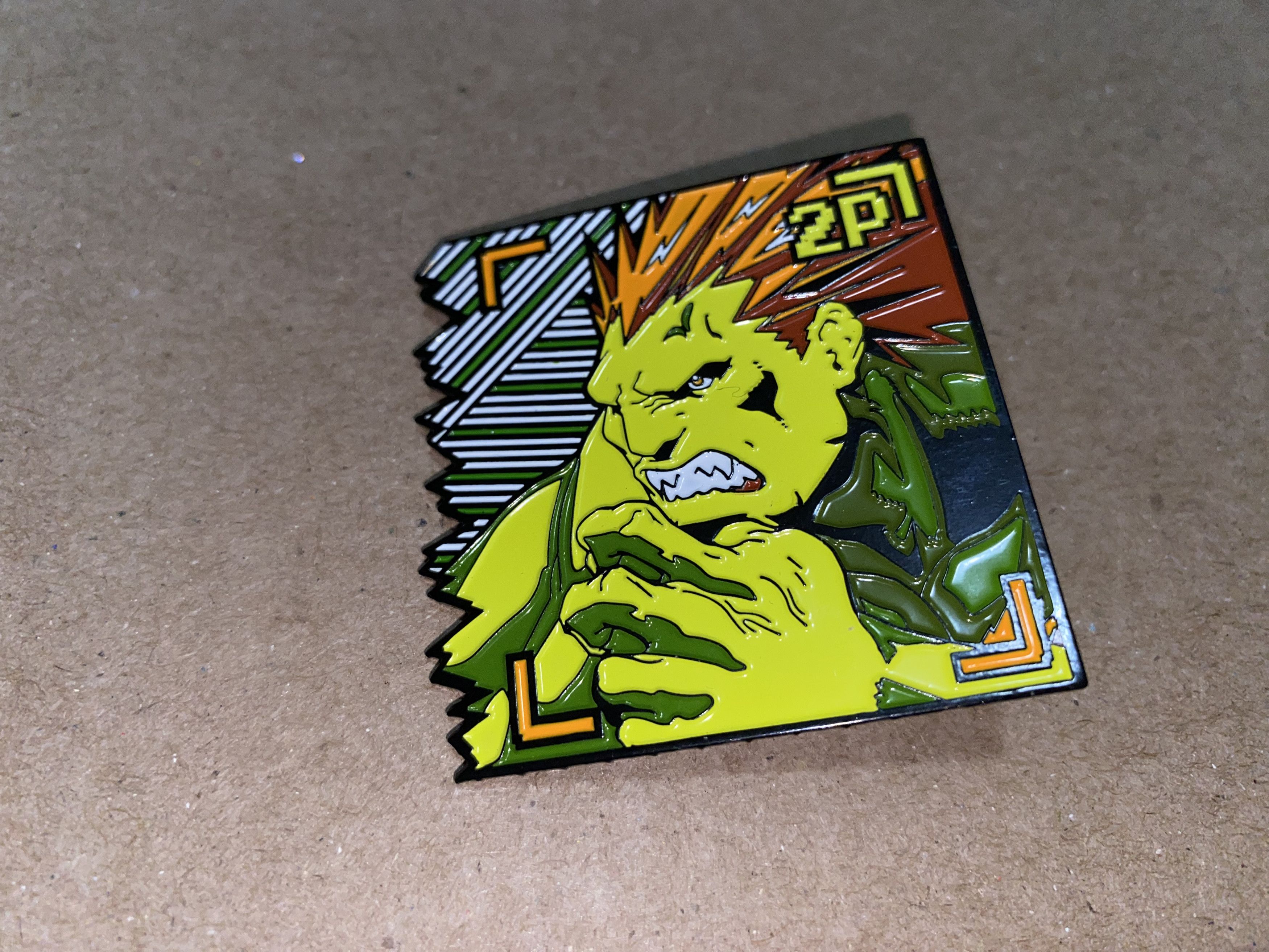 Street Fighter RARE Limited Street fighter BLANKA Player 2 2P enamel pin Size ONE SIZE - 2 Thumbnail