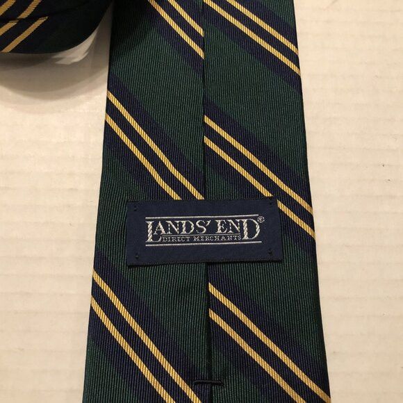 Lands' End lands' end men's new green silk tie 3 1/2" X 61 3/4" Size ONE SIZE - 4 Thumbnail