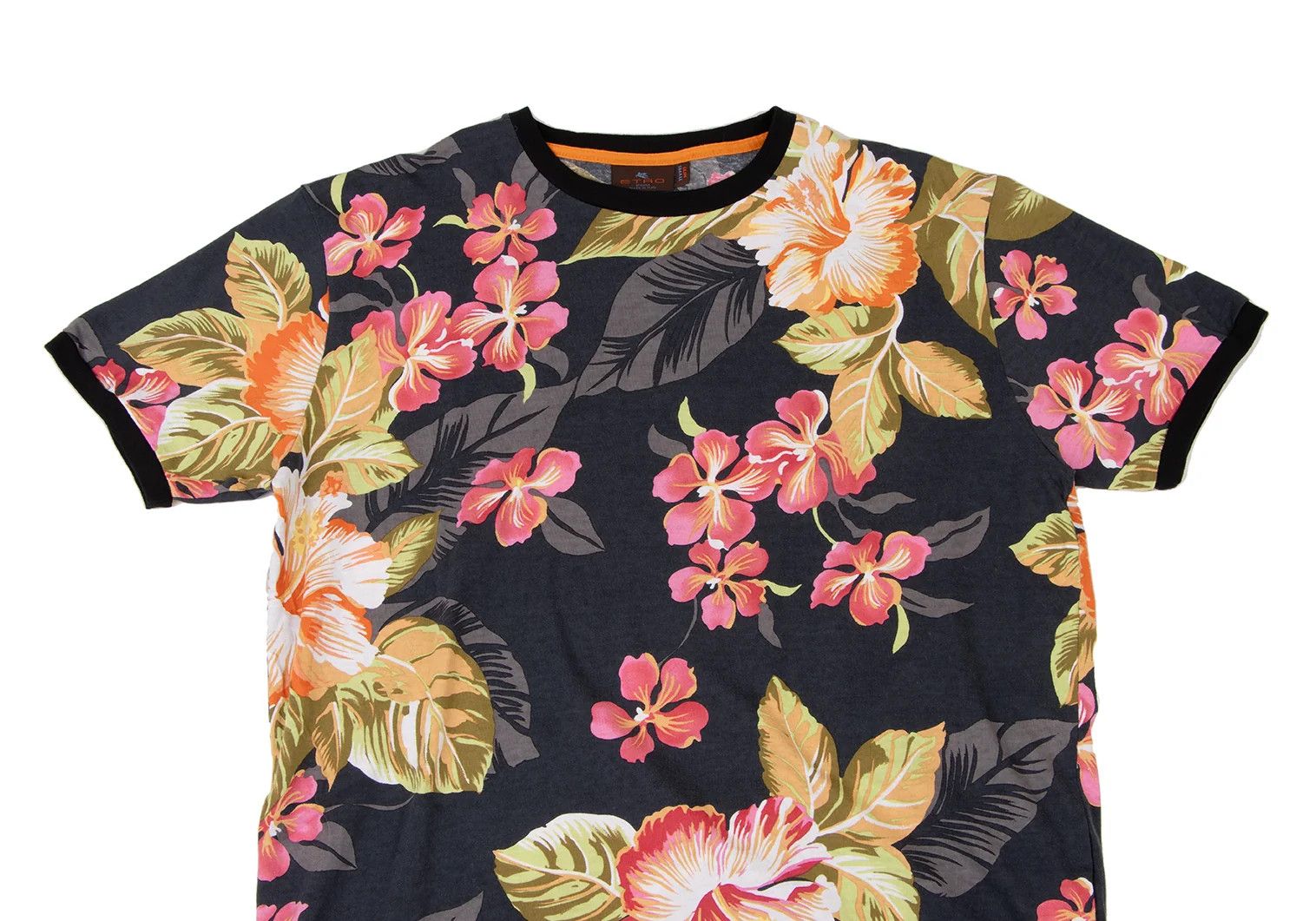 Etro Hibiscus Print T-Shirt in Black, Orange, and Pink, Size S Size US S / EU 44-46 / 1 - 2 Thumbnail