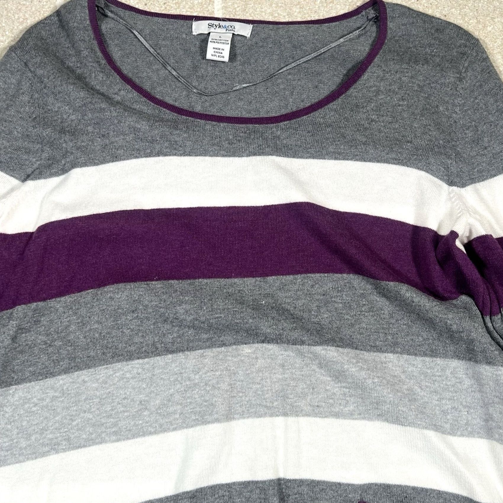 Vintage Style & Co Sweater Petite Large Womens Pullover Gray Shirt Size L / US 10 / IT 46 - 3 Thumbnail