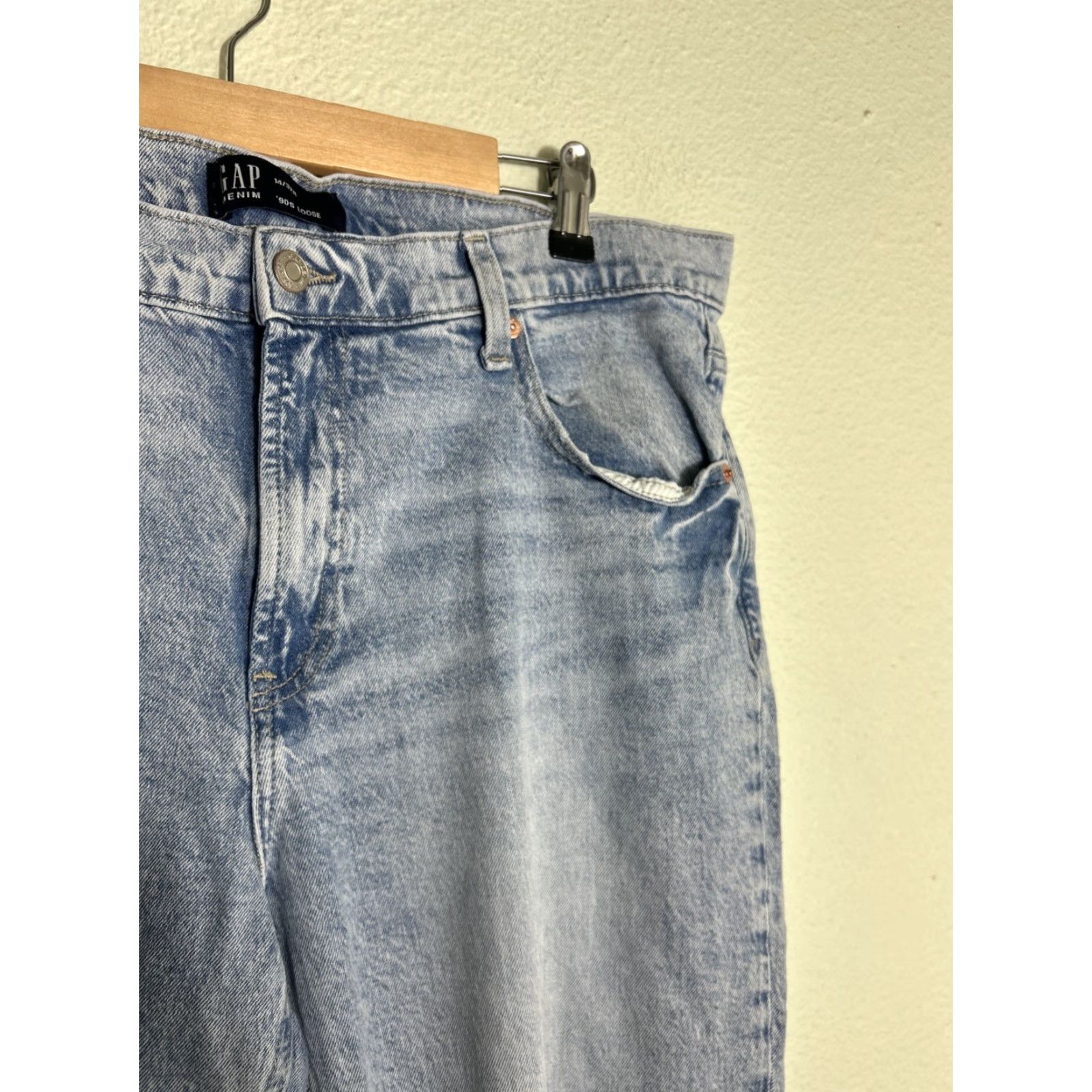 Gap VINTAGE Gap Jeans Womens 90s Distressed Light Wash 14 Straight 34x28 Womens Size 36" / US 14 / IT 50 - 5 Thumbnail