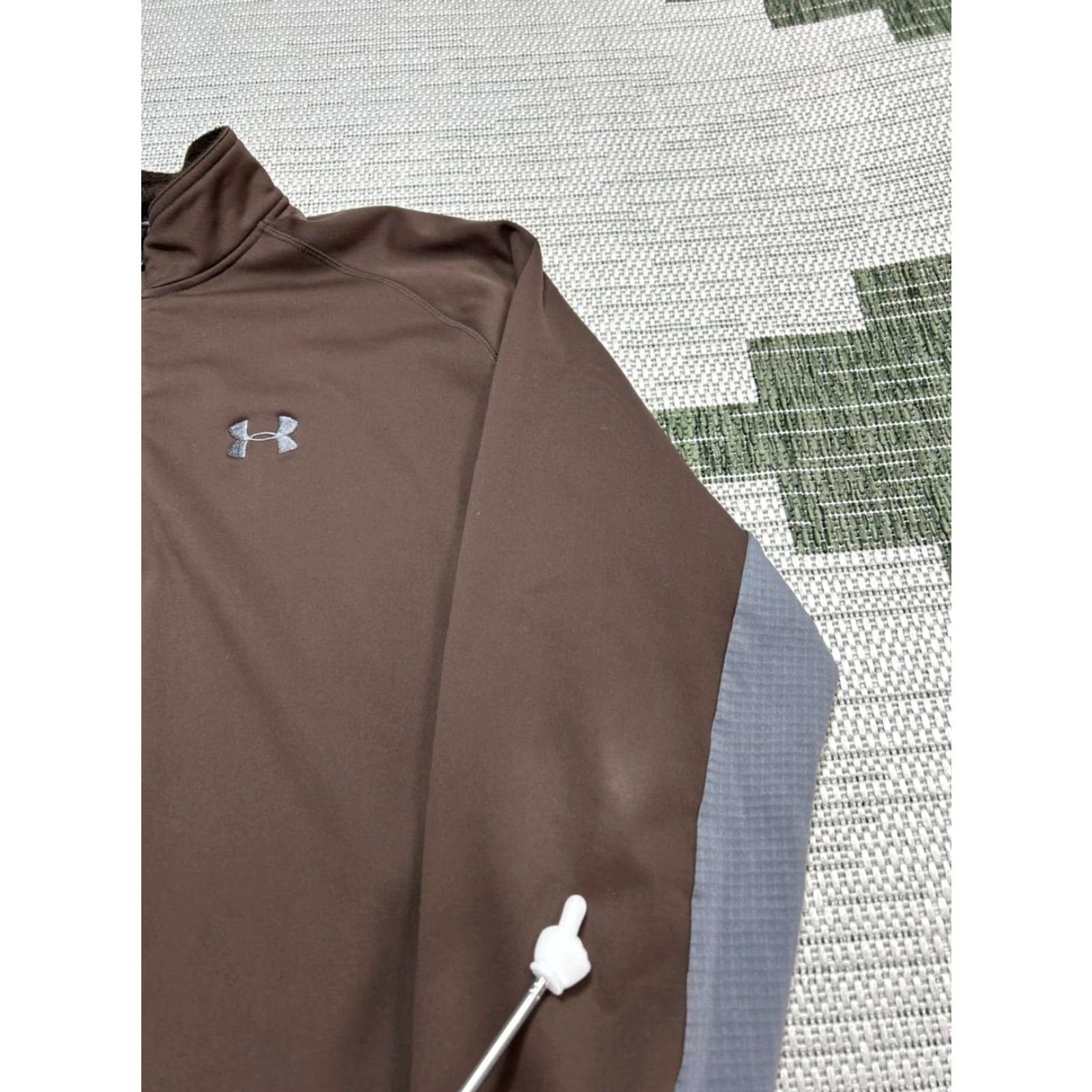 Under Armour Under Armour Fleece Sweater Mens Large Brown Colorblock 1/4 Zip Lined Pullover Size US L / EU 52-54 / 3 - 3 Thumbnail