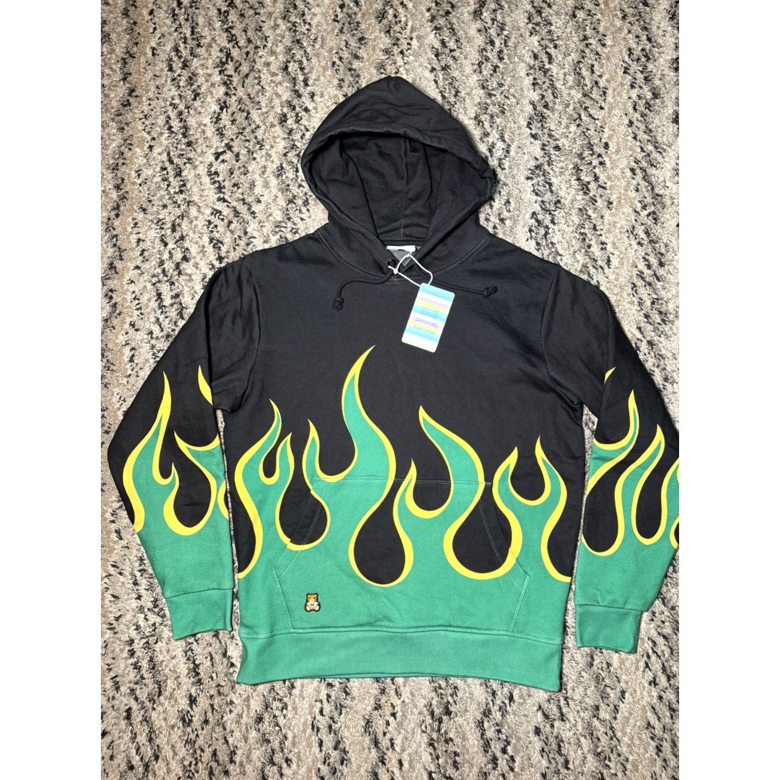 Teddy Fresh Teddy Fresh Hoodie Sweatshirt Pullover Black S Hooded Pockets Unisex Adults Small Long Sleeve Drawstring Fire Flame New Size US S / EU 44-46 / 1 - 2 Thumbnail