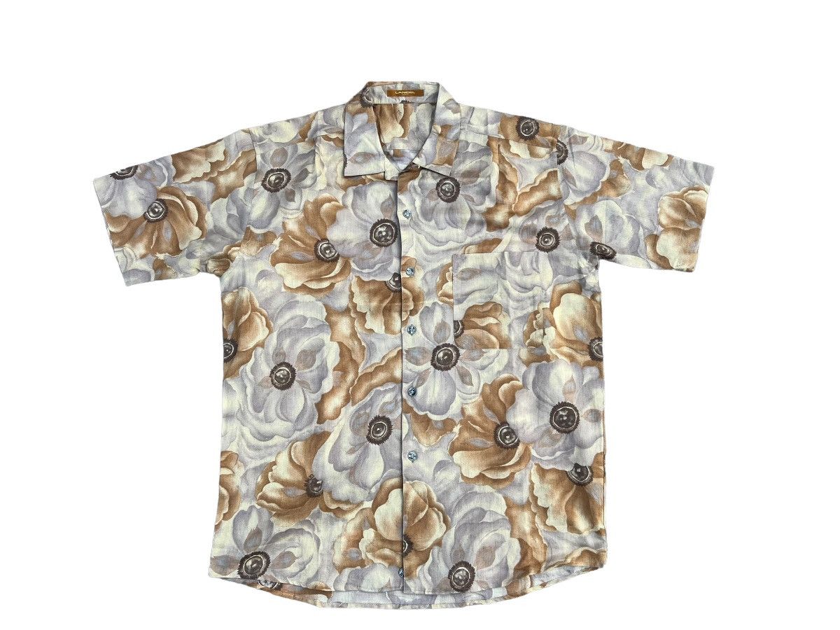 Lancel 90s Lancel Paris Psychedelic Flowers Linen Hawaiian Shirt Size US L / EU 52-54 / 3 - 1 Thumbnail