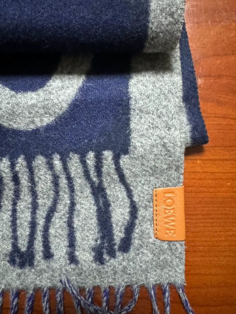 Loewe LOEWE Blue wool logo scarf Size ONE SIZE - 2 Thumbnail