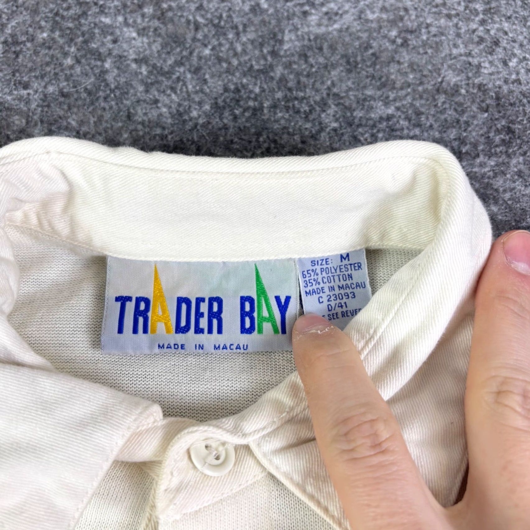 Vintage Trader Bay Polo Shirt Mens Medium Long Sleeve White Orange Striped Vintage 90s Casual Shirt Size US M / EU 48-50 / 2 - 4 Thumbnail