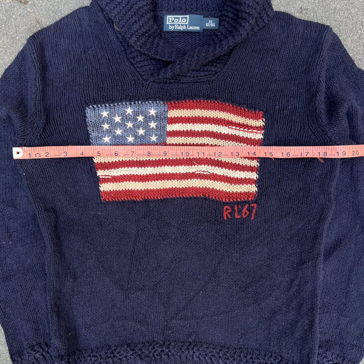 Designer × Polo Ralph Lauren × Vintage Vintage Polo Ralph Lauren American Flag Knit Sweater Size US XS / EU 42 / 0 - 7 Thumbnail