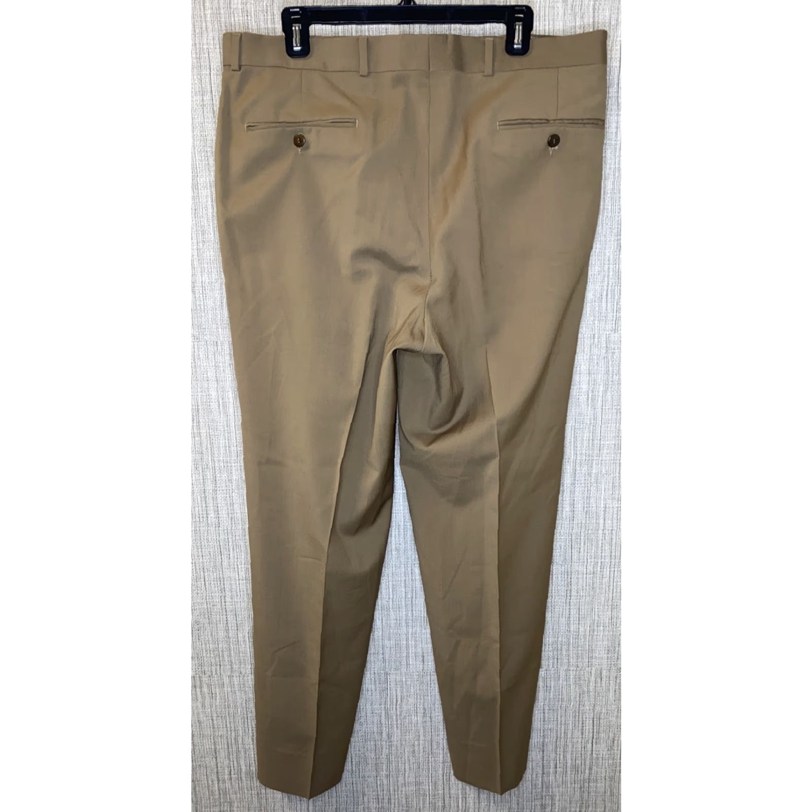 Hugo Boss HUGO BOSS Mens Dress Pants Brown Wool USA Made Pleated 37x30 Regular Inseam 30 Men's Pants Size US 37 - 4 Thumbnail
